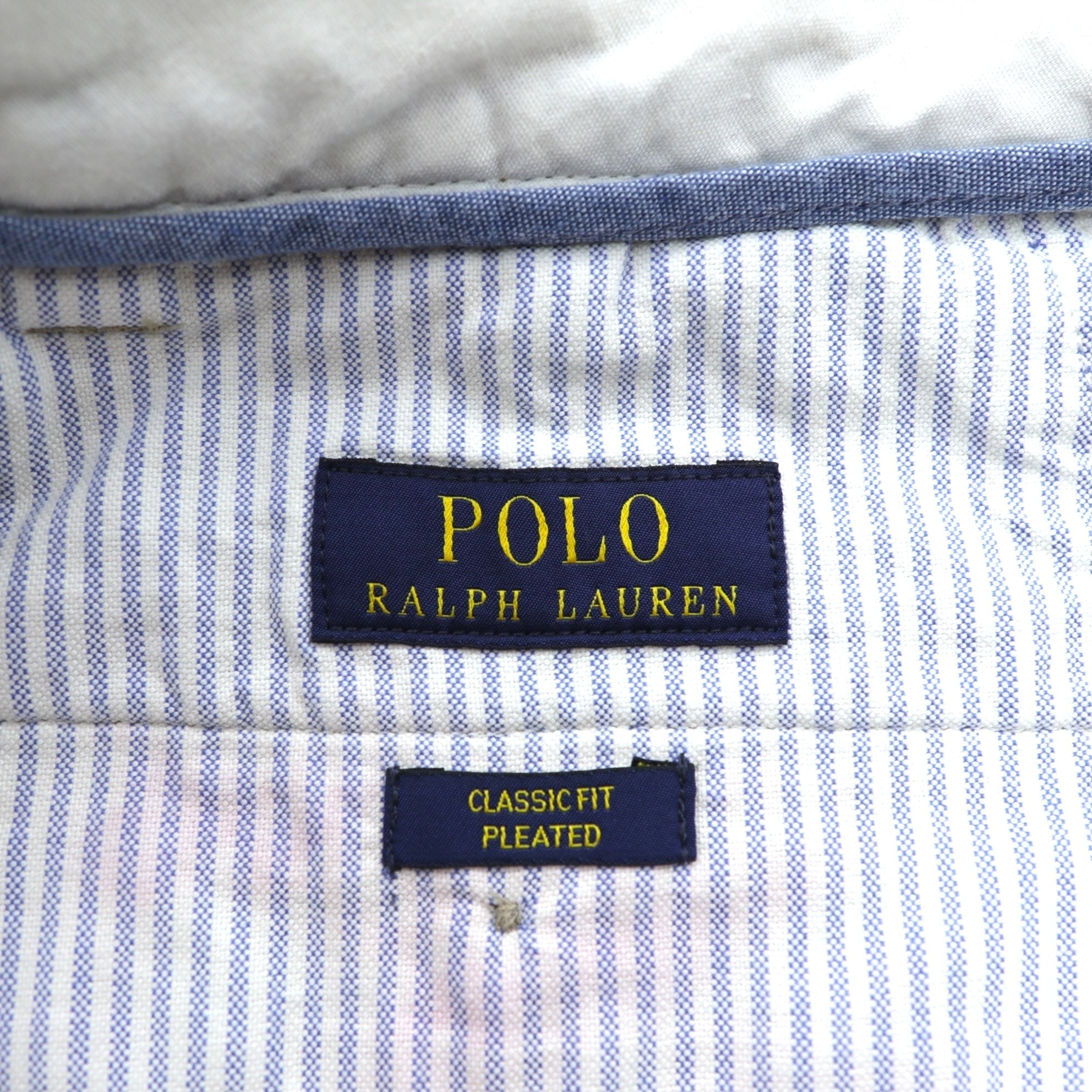 Polo Ralph Lauren ポロチノ 2タック ワイド テーパード チノパンツ スラックス L ベージュ プリーツ CLASSIC FIT PLEATED