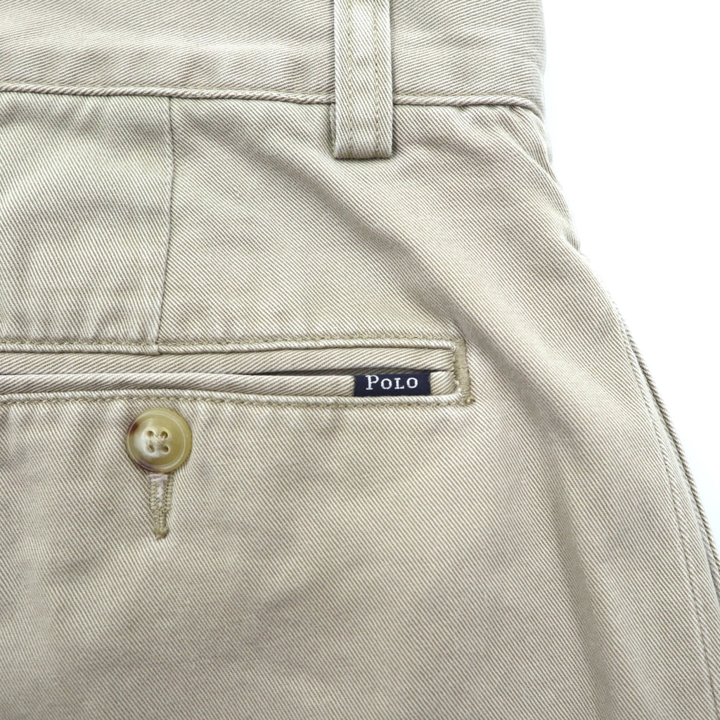 Polo Ralph Lauren ポロチノ 2タック ワイド テーパード チノパンツ スラックス L ベージュ プリーツ CLASSIC FIT PLEATED
