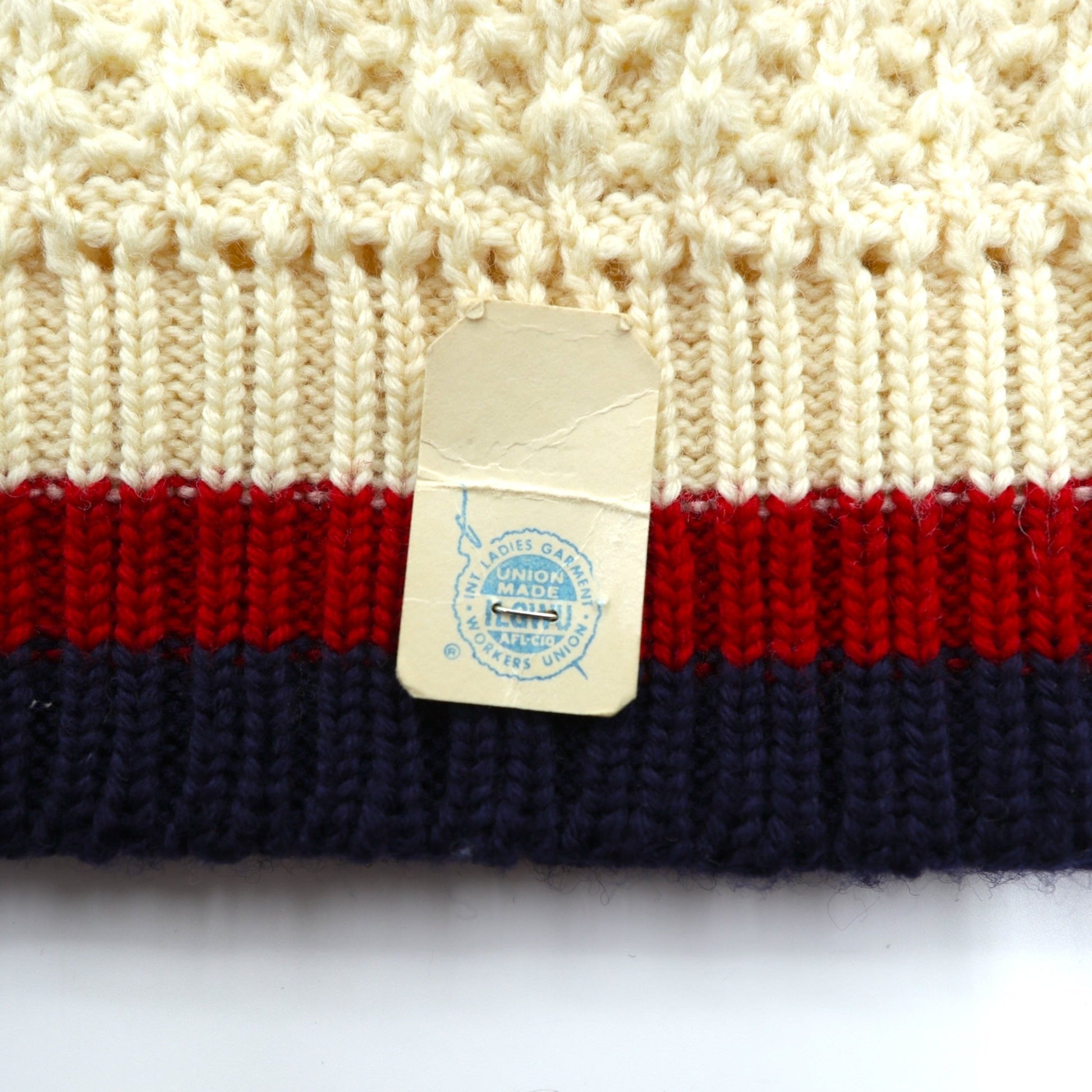 60s USA UNION MADE Vintage Knitweat ワッフル編み チルデン ニット セーター L 生成り ナチュラル ウール MAX-GOLDSTEIN Lord Jeff Knit 60年代 USA製