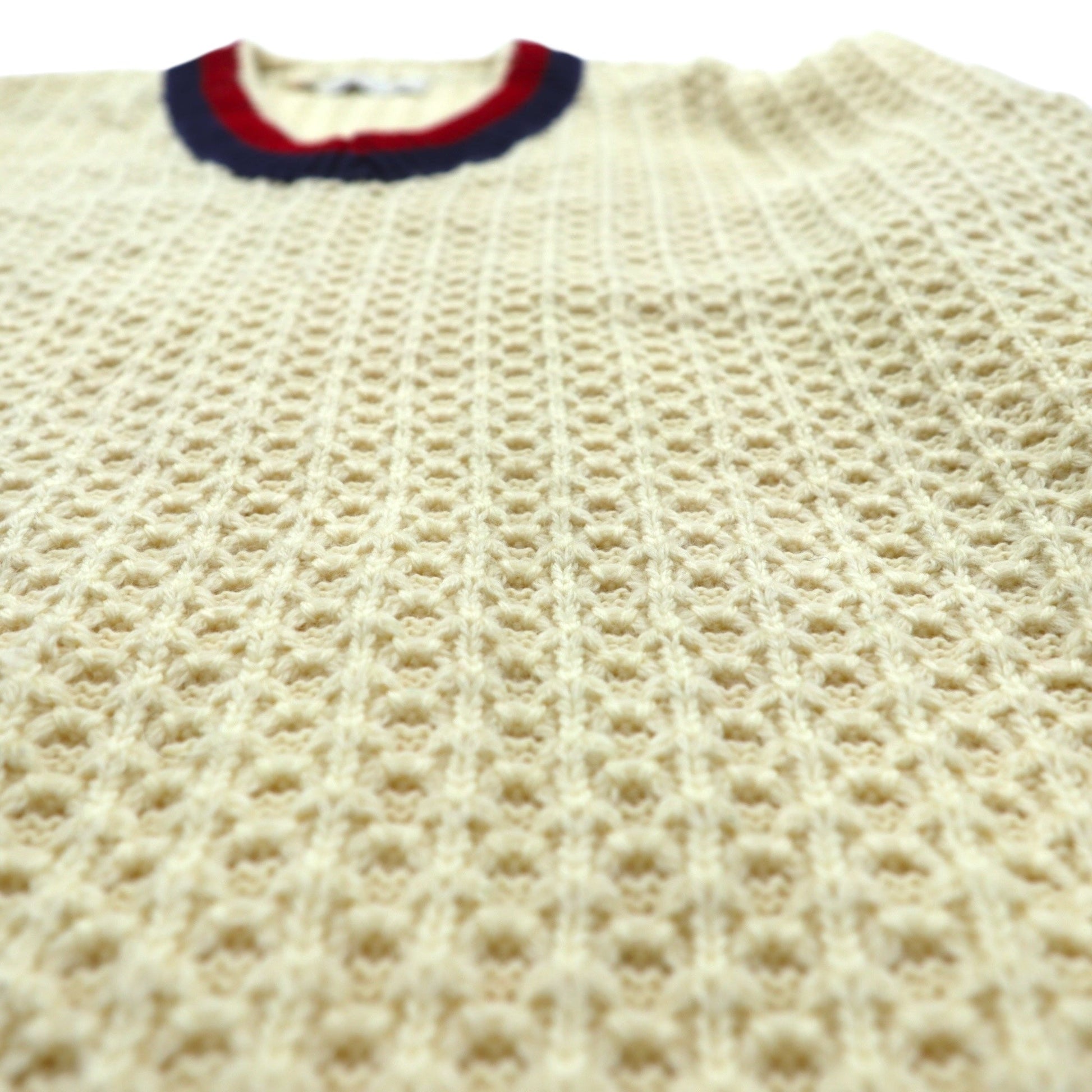60s USA UNION MADE Vintage Knitweat ワッフル編み チルデン ニット セーター L 生成り ナチュラル ウール MAX-GOLDSTEIN Lord Jeff Knit 60年代 USA製