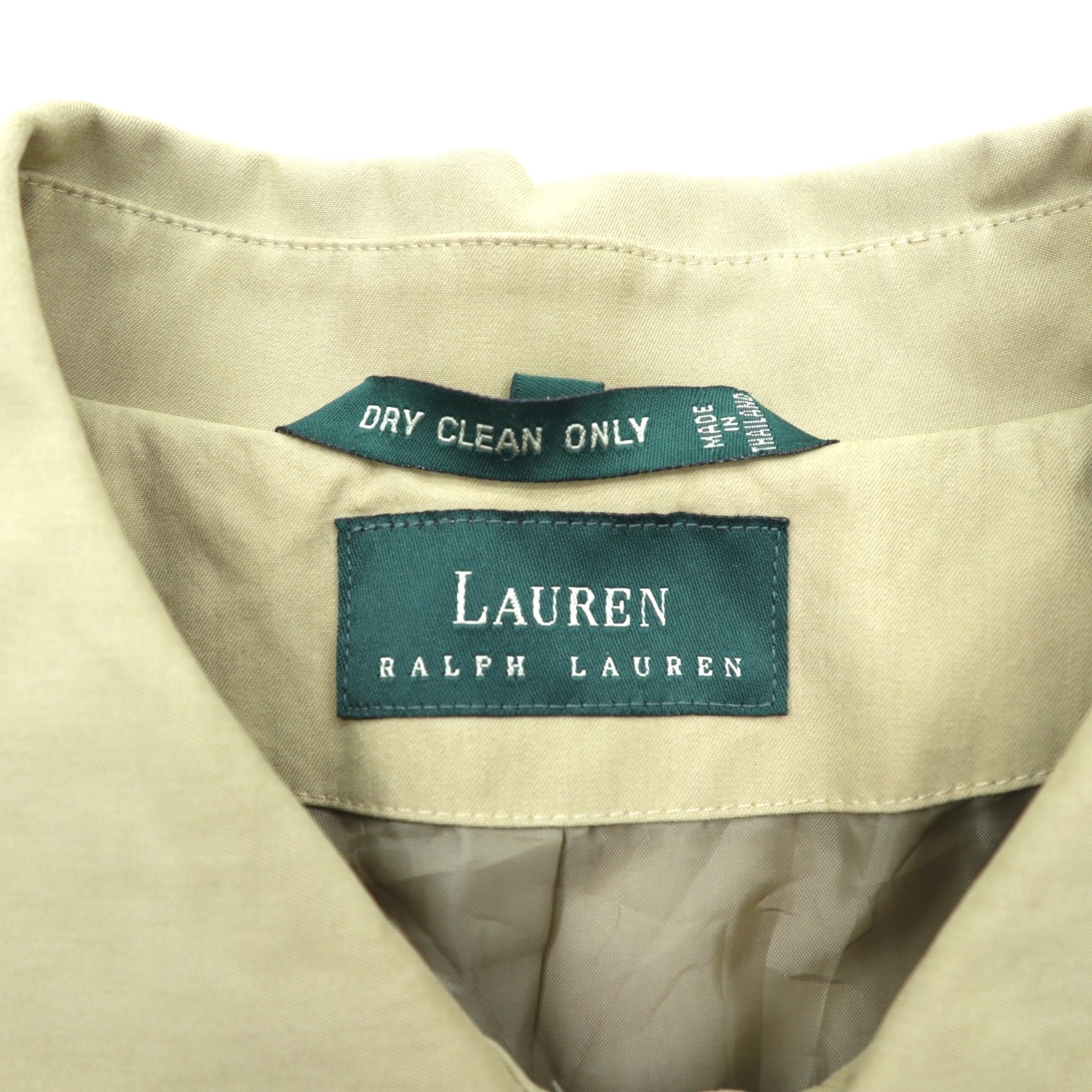 LAUREN RALPH LAUREN 90年代 ピーチスキン バルマカーンコート ステンカラーコート L ベージュ 比翼 コットン