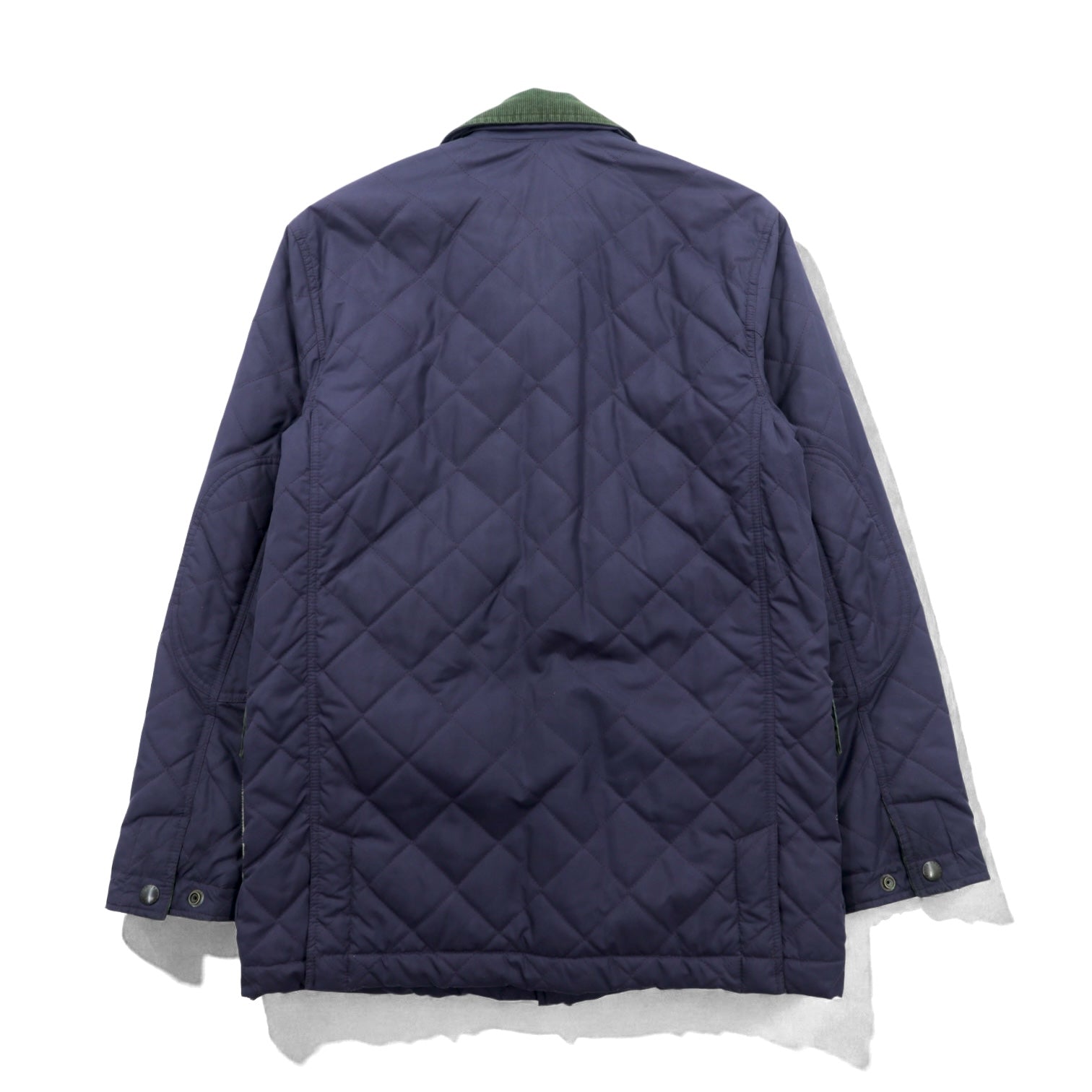 Polo Ralph Lauren 90年代 中綿 キルティングジャケット L ネイビー 襟コーデュロイ ダブルジップ チンストラップ エルボーパッチ 裏地チェック