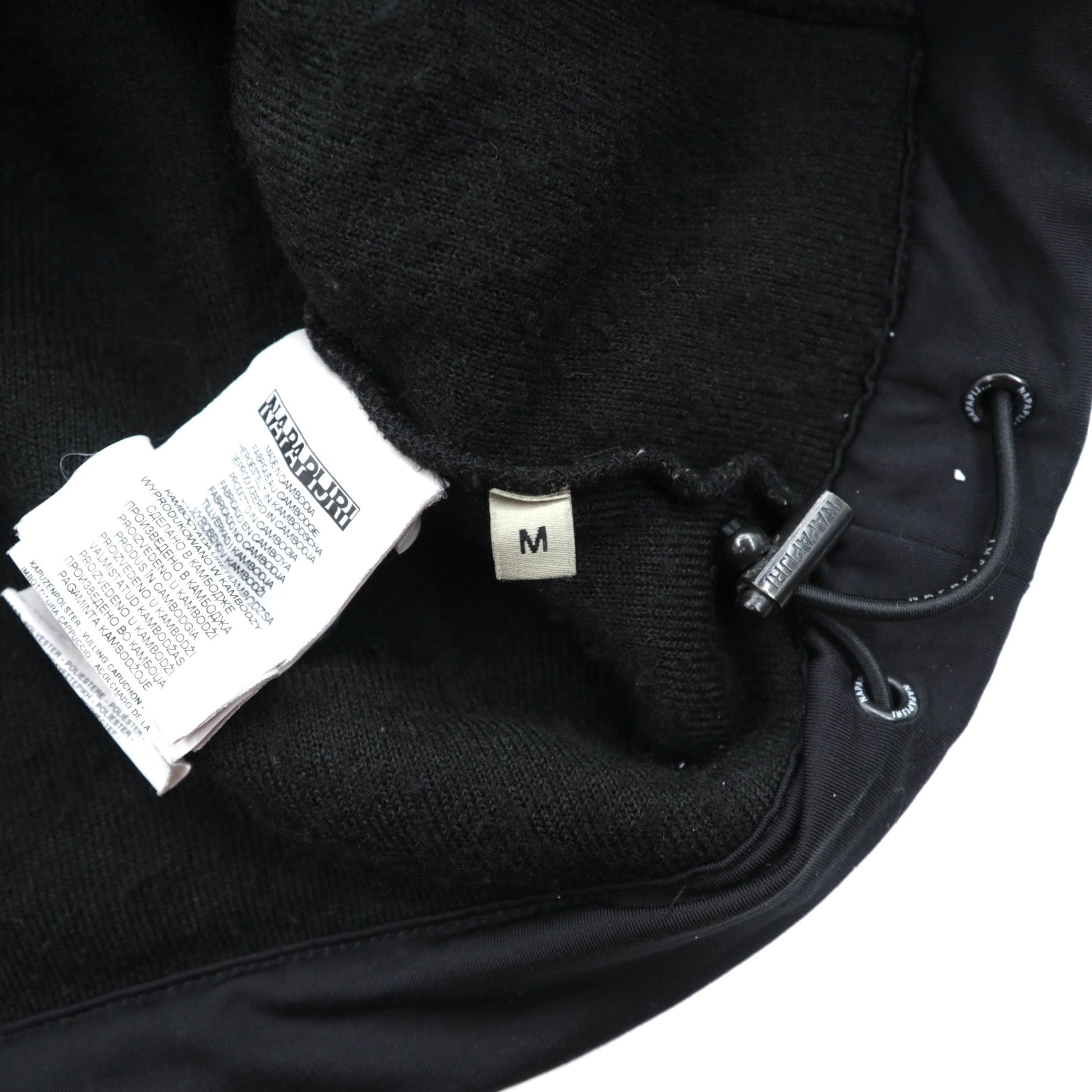 NAPAPIJRI ハーフジップ アノラックパーカー シェルパ フリースジャケット M ブラック ドローコード Teide Fleece Hoodie N0Y13M