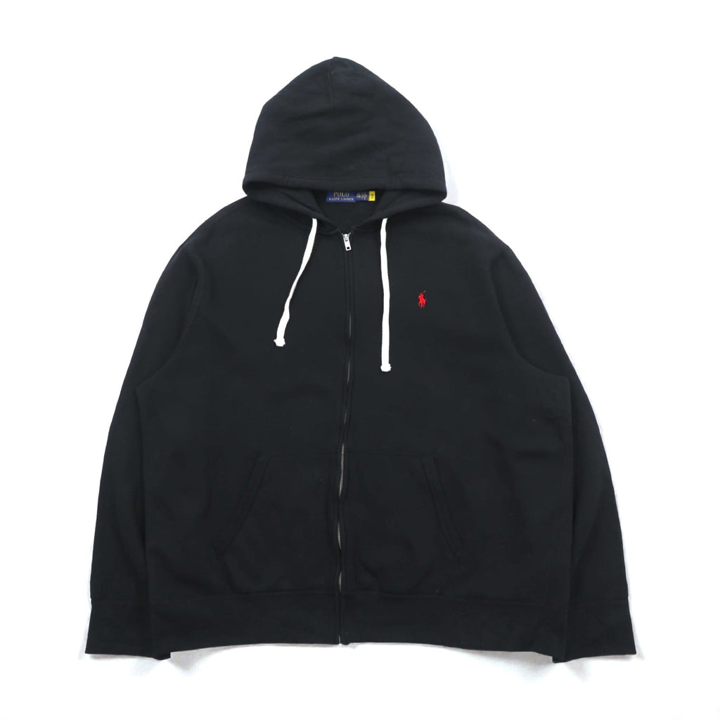 Polo Ralph Lauren ジップパーカー 2XL ブラック TALONジップ 裏起毛 スモールポニー刺繍 ビッグサイズ