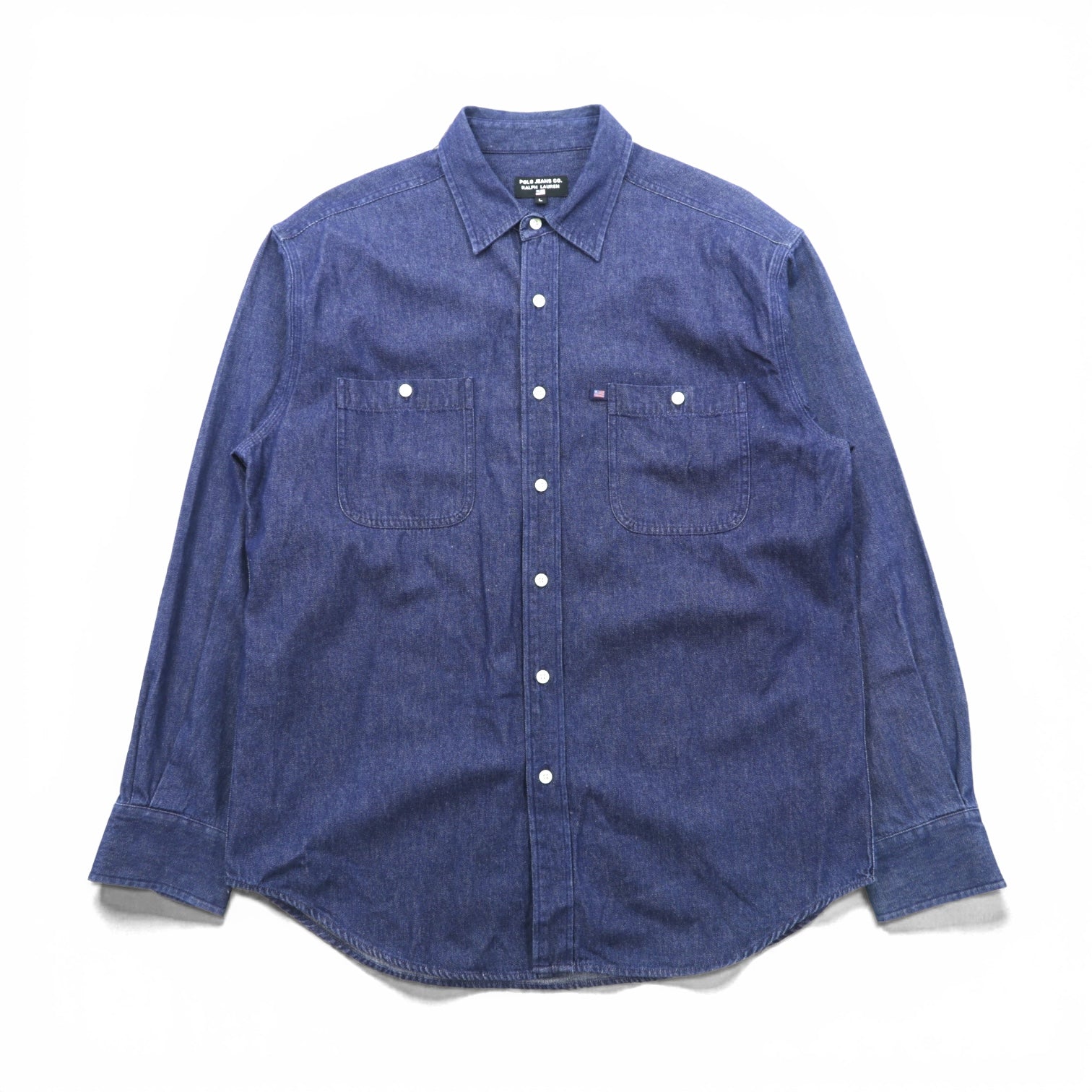 POLO JEANS CO. RALPH LAUREN 90年代 デニム シャツ L インディゴ ブルー 胸ポケット