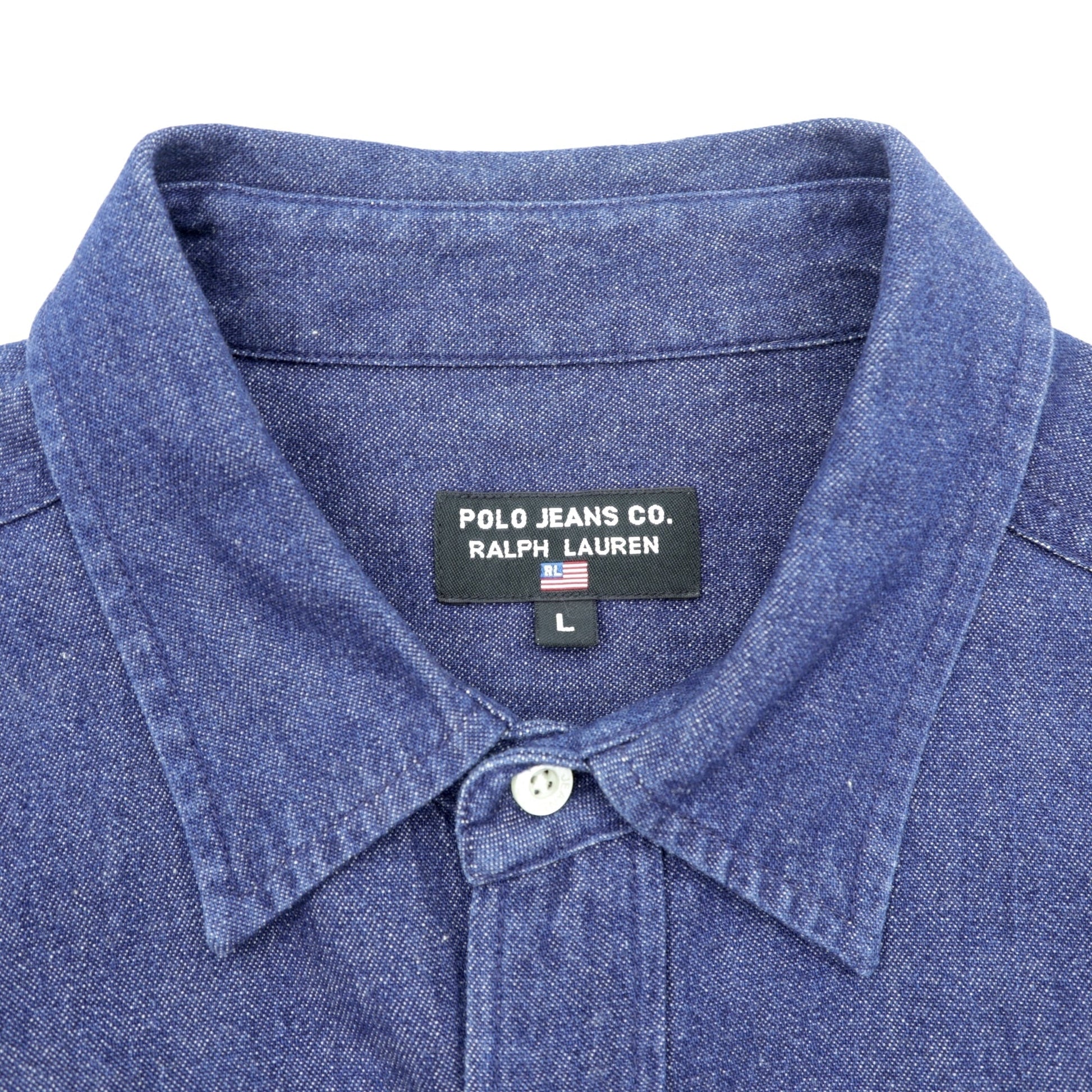 POLO JEANS CO. RALPH LAUREN 90年代 デニム シャツ L インディゴ ブルー 胸ポケット