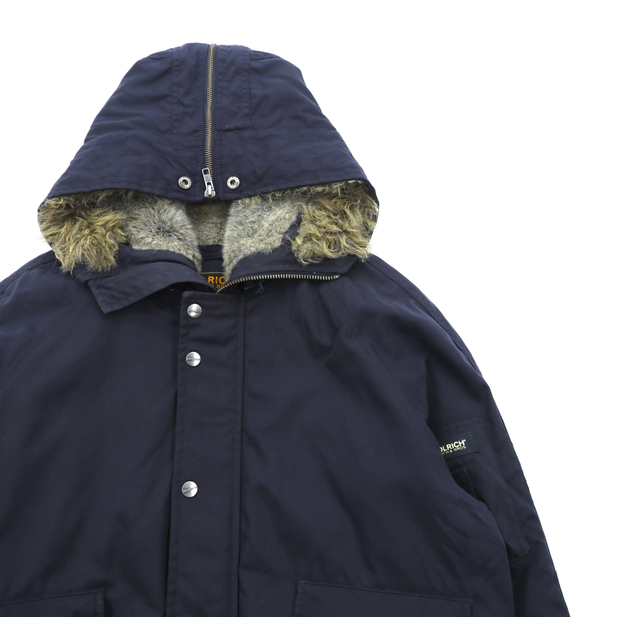 Woolrich N-2B フライトジャケット 中綿 ボンバージャケット L ネイビー 短丈 ナイロン ラビットパーカー フェイクファー