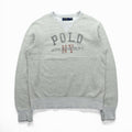 Polo Ralph Lauren 両V 染み込みプリントアーチロゴ スウェット トレーナー L グレー NY ATHLETIC DEPT.