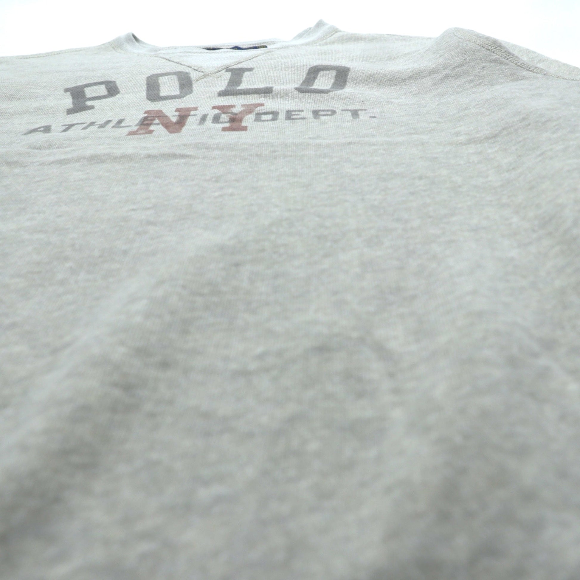 Polo Ralph Lauren 両V 染み込みプリントアーチロゴ スウェット トレーナー L グレー NY ATHLETIC DEPT.