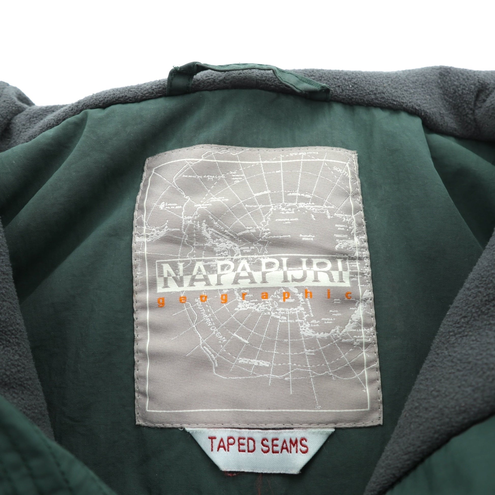 NAPAPIJRI ハーフジップ アノラックパーカー ナイロンジャケット フリースライナー L カーキ RAIN FOREST WINTER ANORAK TAPED SEAMS N0Y7H2