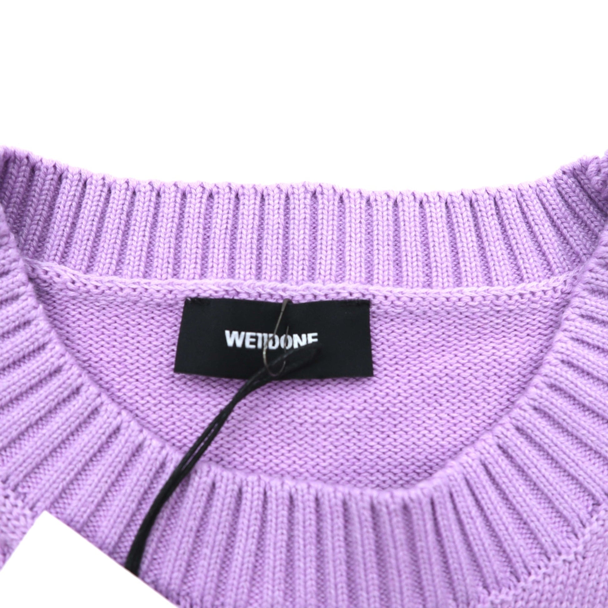 WE11DONE スマイリー PRINTED KNIT SWEATER コットンニット セーター L ラベンダー 未使用品