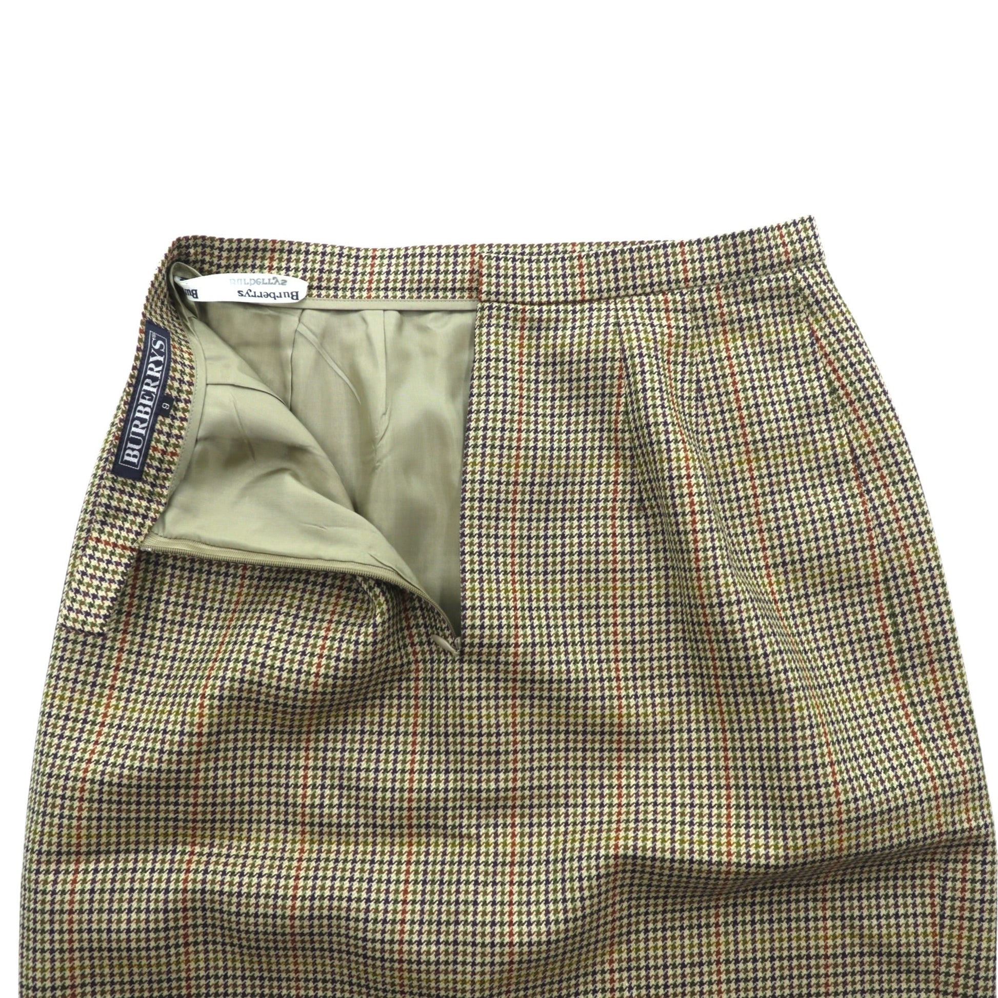 BURBERRY 90年代 日本製 ガンクラブチェック スカート M ベージュ スコットランドウール