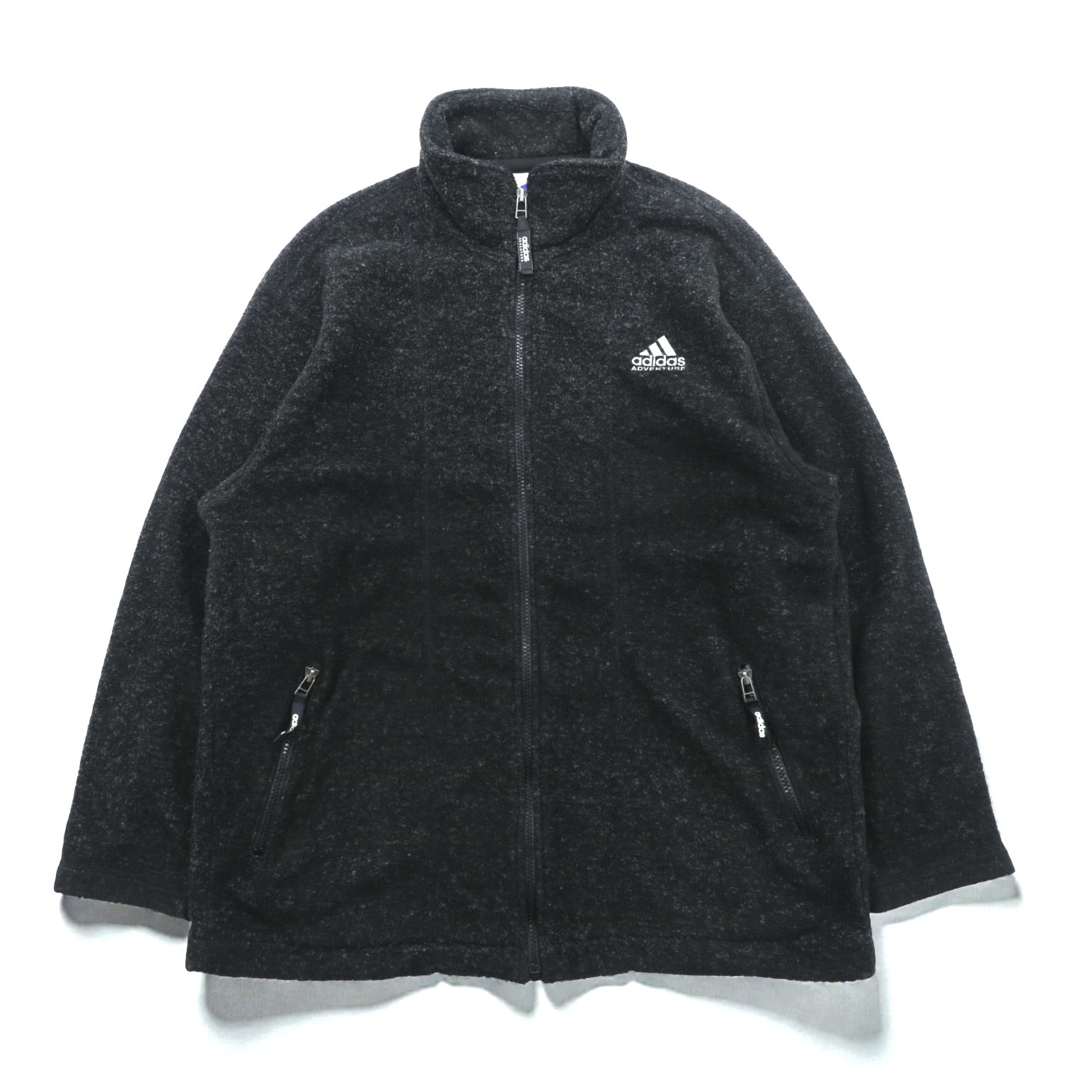 adidas 90年代 デサント社製 フリースジャケット M ブラック スタンドカラー ADVENTURE 日本製