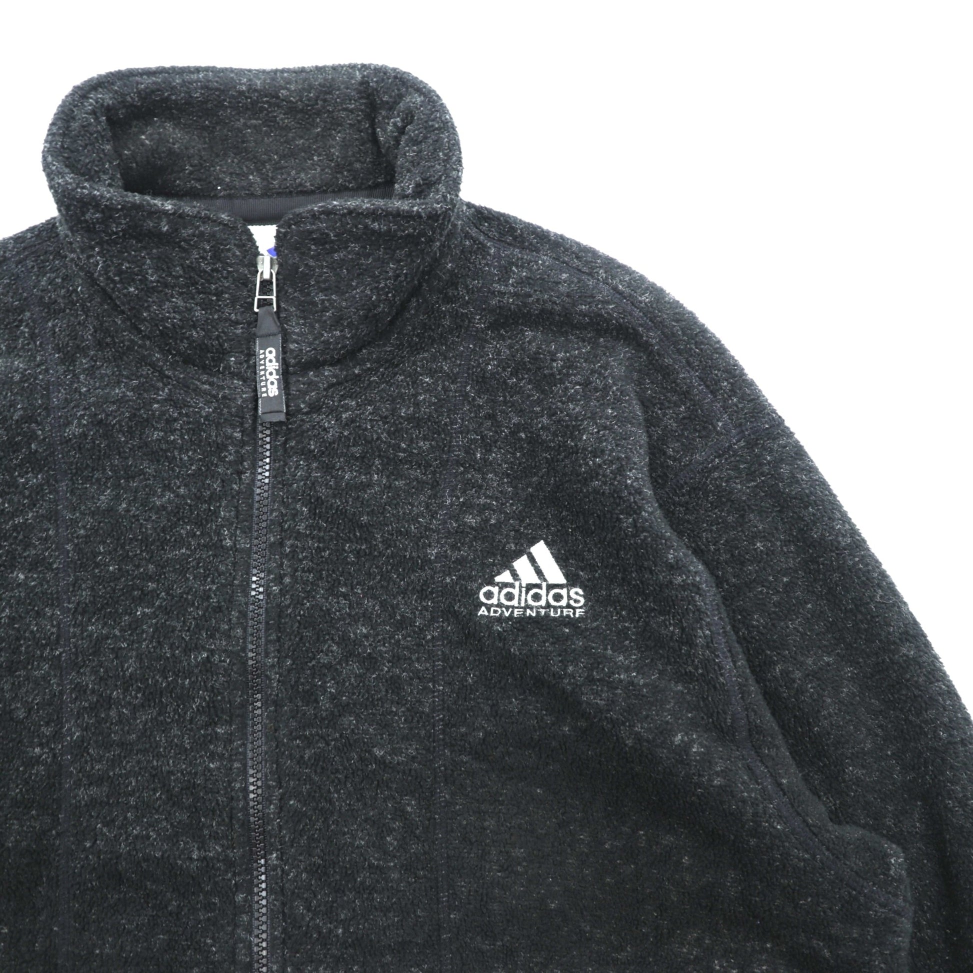 adidas 90年代 デサント社製 フリースジャケット M ブラック スタンドカラー ADVENTURE 日本製
