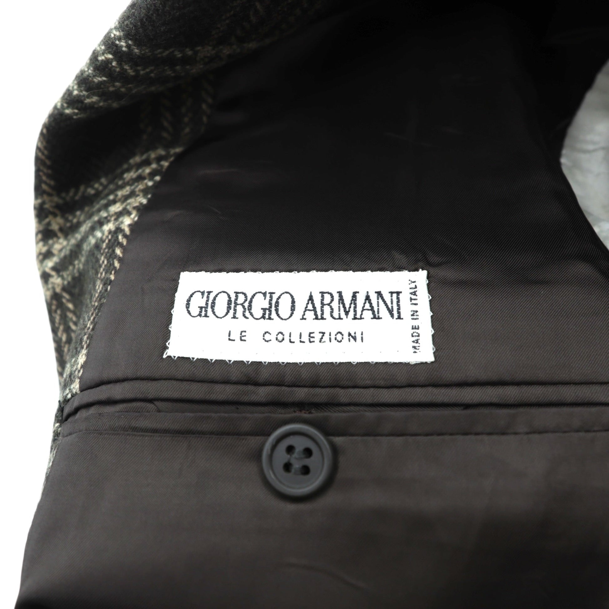 GIORGIO ARMANI イタリア製 LE COLLEZIONI ツイード 2B テーラードジャケット ブレザー L ブラウン ウール チェック BLOOMINGDALE'S