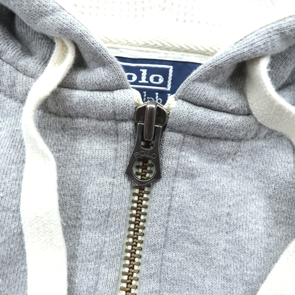 Polo Ralph Lauren 90年代 リバースウィーブ ジップパーカー M グレー スモールポニー刺繍 サーマル裏地