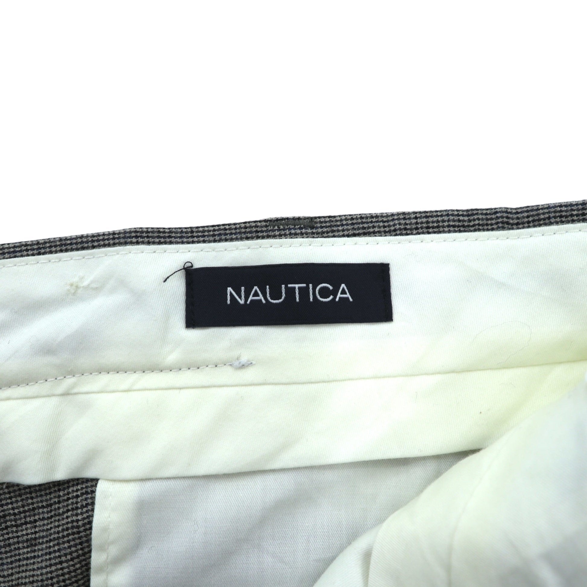 NAUTICA カシミヤ混 2タック ワイド スラックス パンツ L グレー ウール サスペンダーボタン