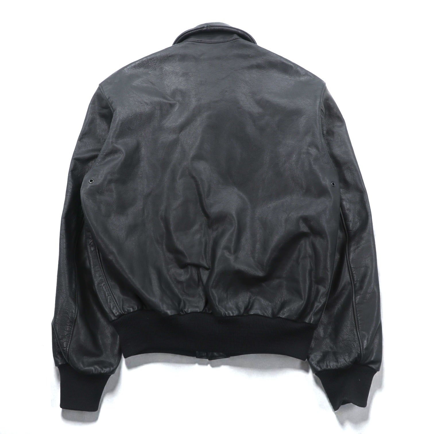 90s USA Vintage A-2 Leather Bomber Jacket フライトジャケット M ブラック レザー 本革 SCOVILジップ エポレット 90年代 USA製 SAN FRANCISCO AVIATION SUPPLY