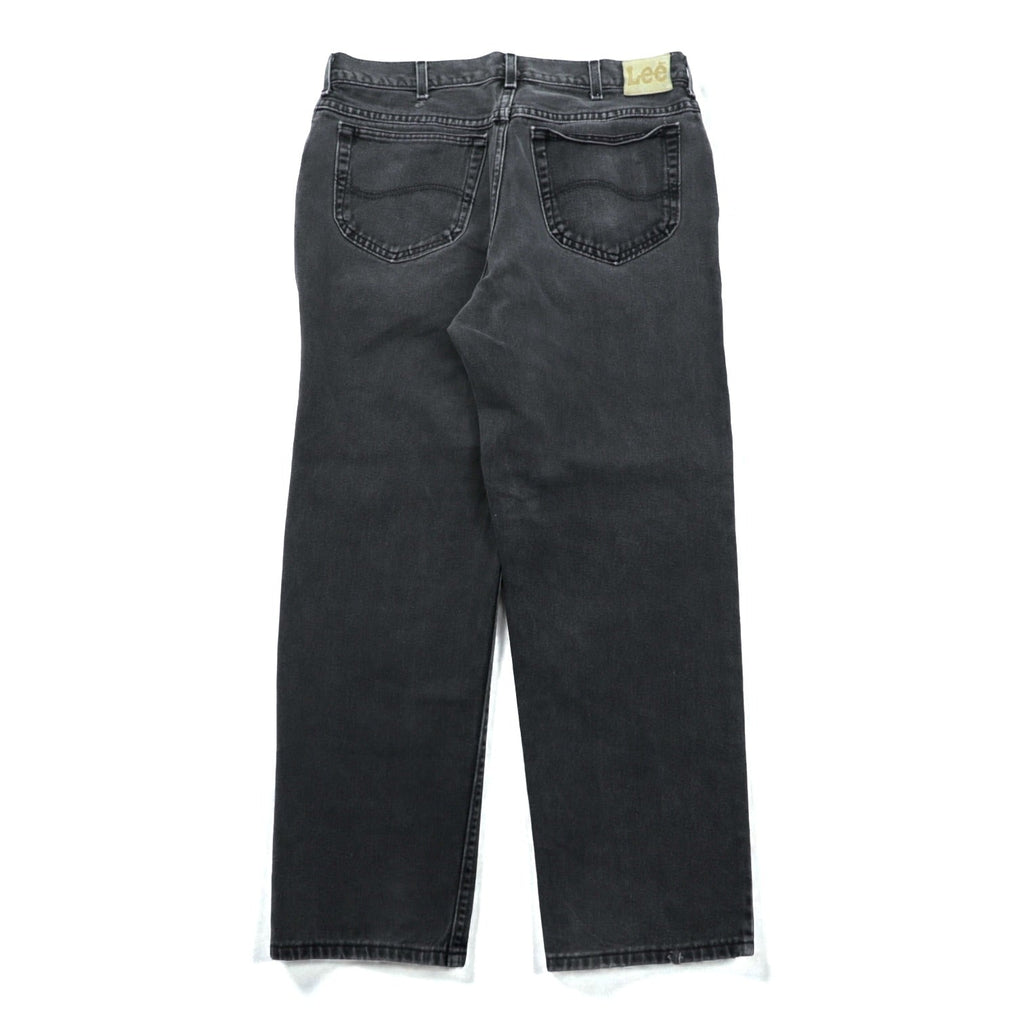 Lee 90年代 USA製 バギー ジーンズ テーパード ブラック デニムパンツ L ブラック ジッパーフライ レザーパッチ リラックスフィット 2055508