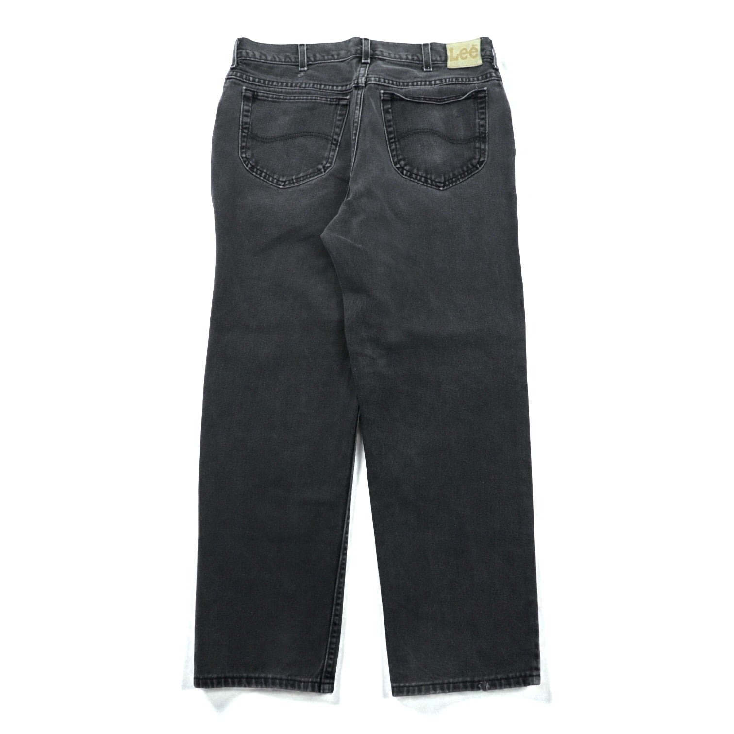 Lee 90年代 USA製 バギー ジーンズ テーパード ブラック デニムパンツ L ブラック ジッパーフライ レザーパッチ リラックスフィット 2055508