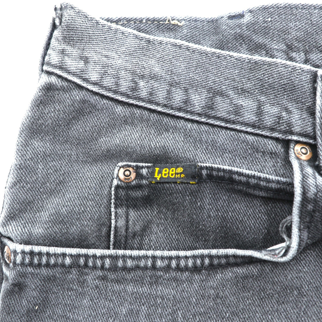 Lee 90年代 USA製 バギー ジーンズ テーパード ブラック デニムパンツ L ブラック ジッパーフライ レザーパッチ リラックスフィット 2055508