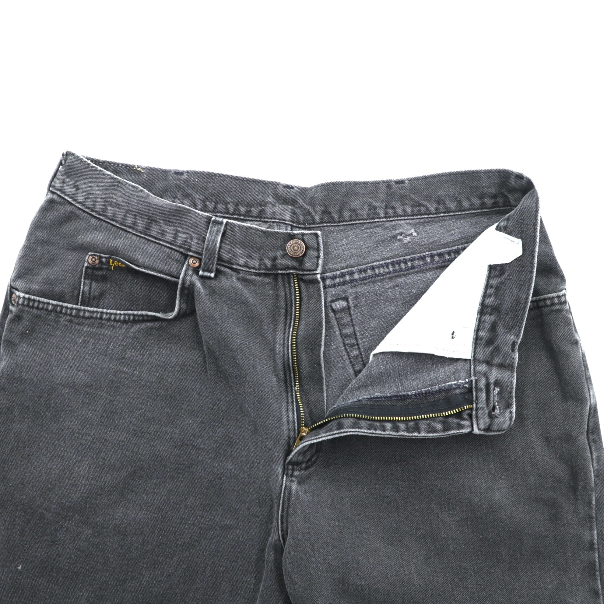 Lee 90年代 USA製 バギー ジーンズ テーパード ブラック デニムパンツ L ブラック ジッパーフライ レザーパッチ リラックスフィット 2055508