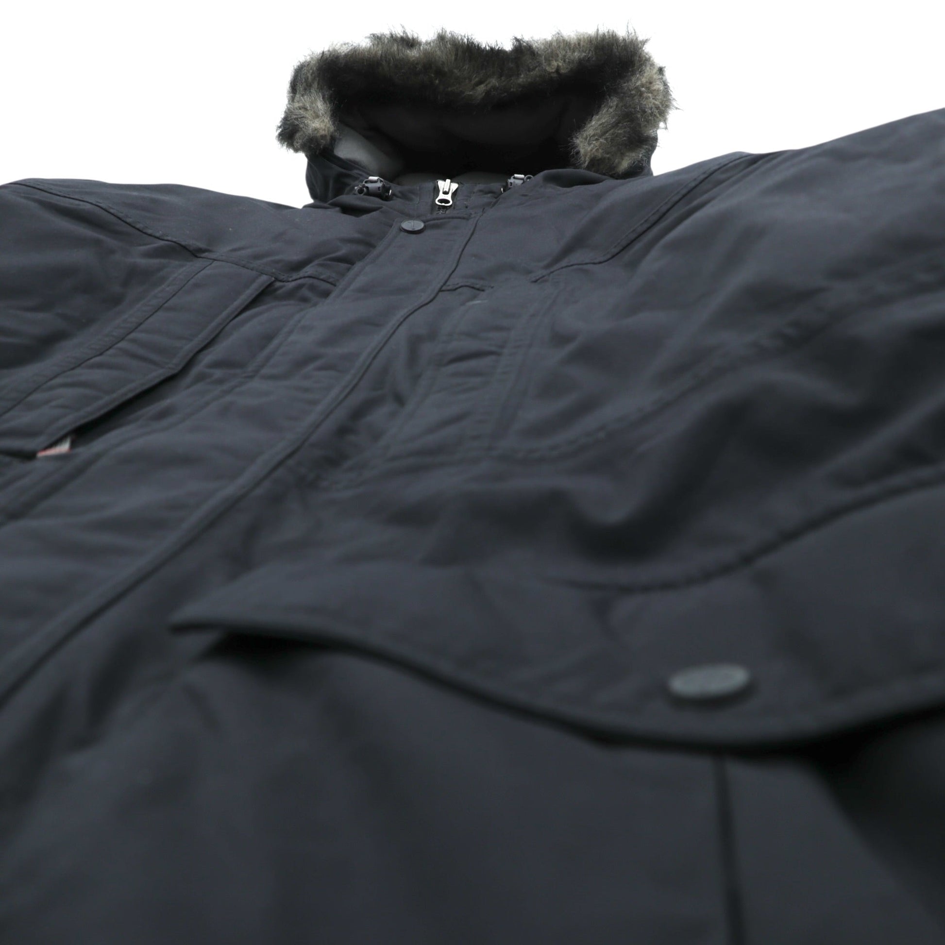 Eddie Bauer プレミアム グース PREMIUM Goose Down ダウンジャケット 2XL ブラック ファー着脱式 ドローコード