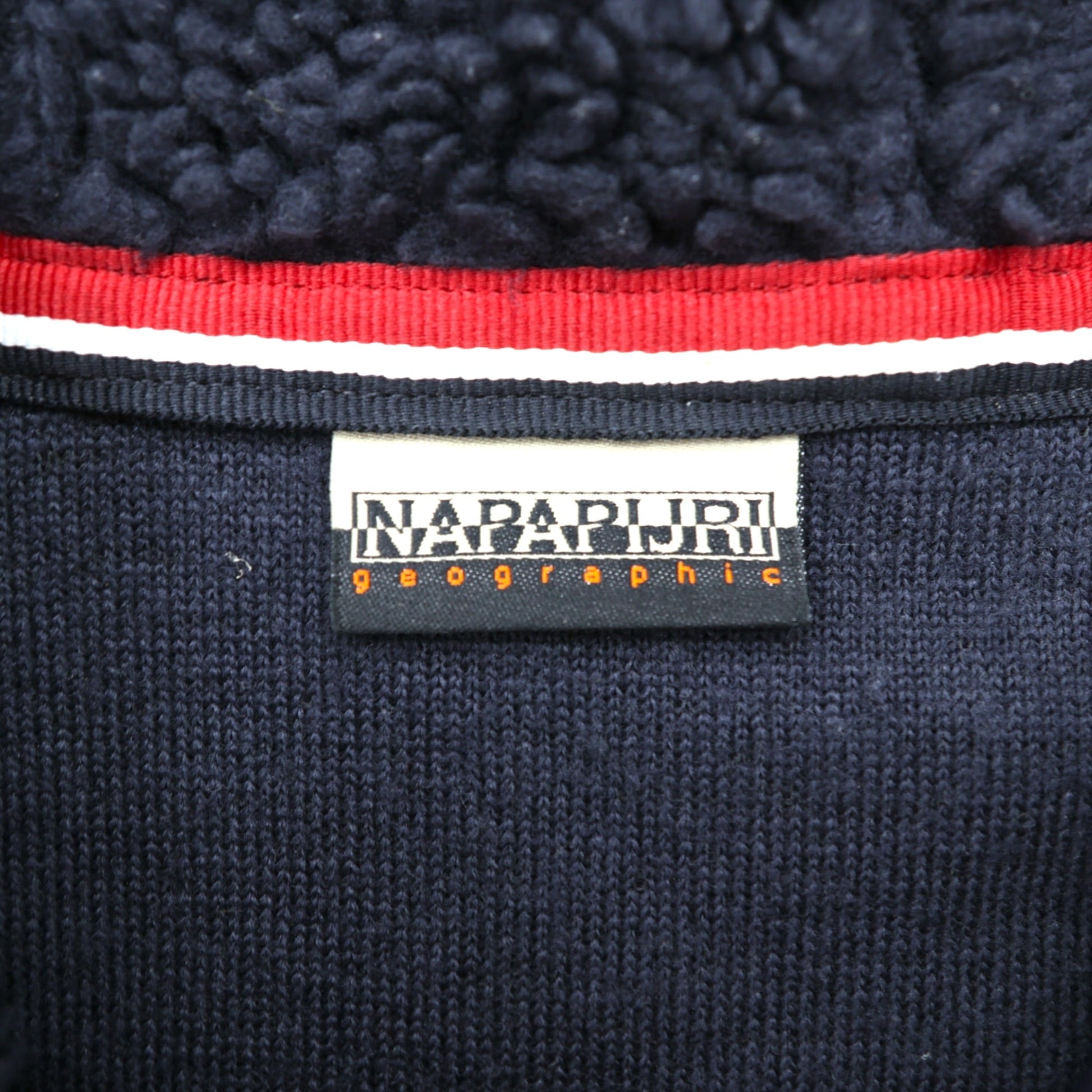 NAPAPIJRI ハーフジップ アノラックパーカー シェルパ フリースジャケット L ネイビー ドローコード Teide Fleece Hoodie N0Y13M