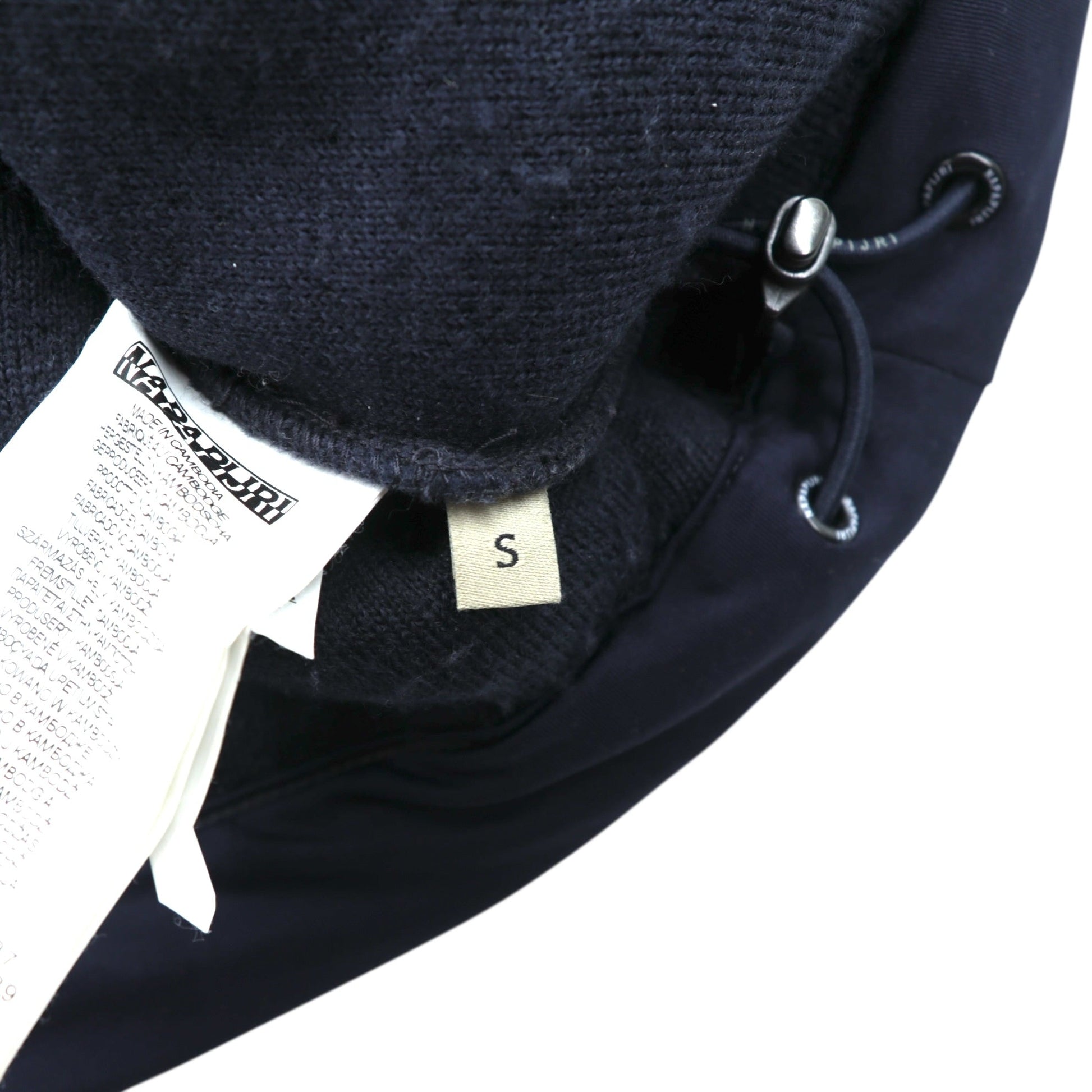 NAPAPIJRI ハーフジップ アノラックパーカー シェルパ フリースジャケット L ネイビー ドローコード Teide Fleece Hoodie N0Y13M