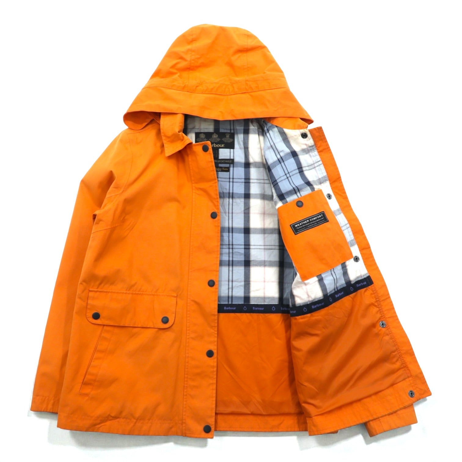 Barbour フード着脱式 ナイロンジャケット マウンテンパーカー M オレンジ 防水 トラモンタン TRAMONTANE JACKET WEATHER COMFORT LWB0529OR53