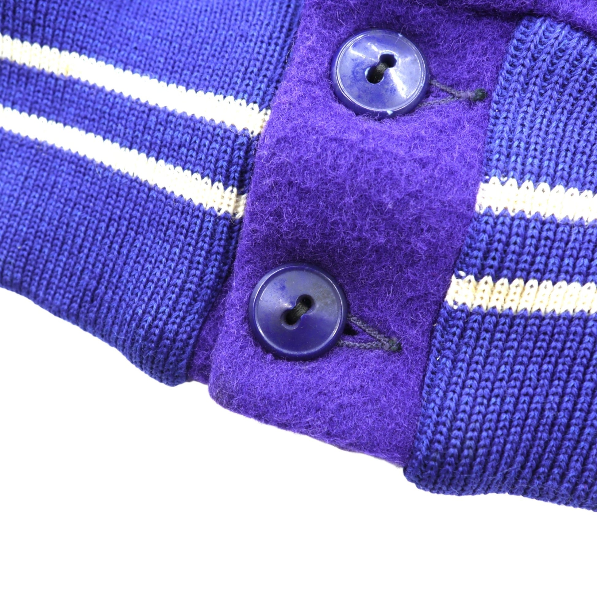40年代 Vintage LOWE & CAMPBELL 袖レザー切り替え ボタスタ スタジャン L ブルー ウール