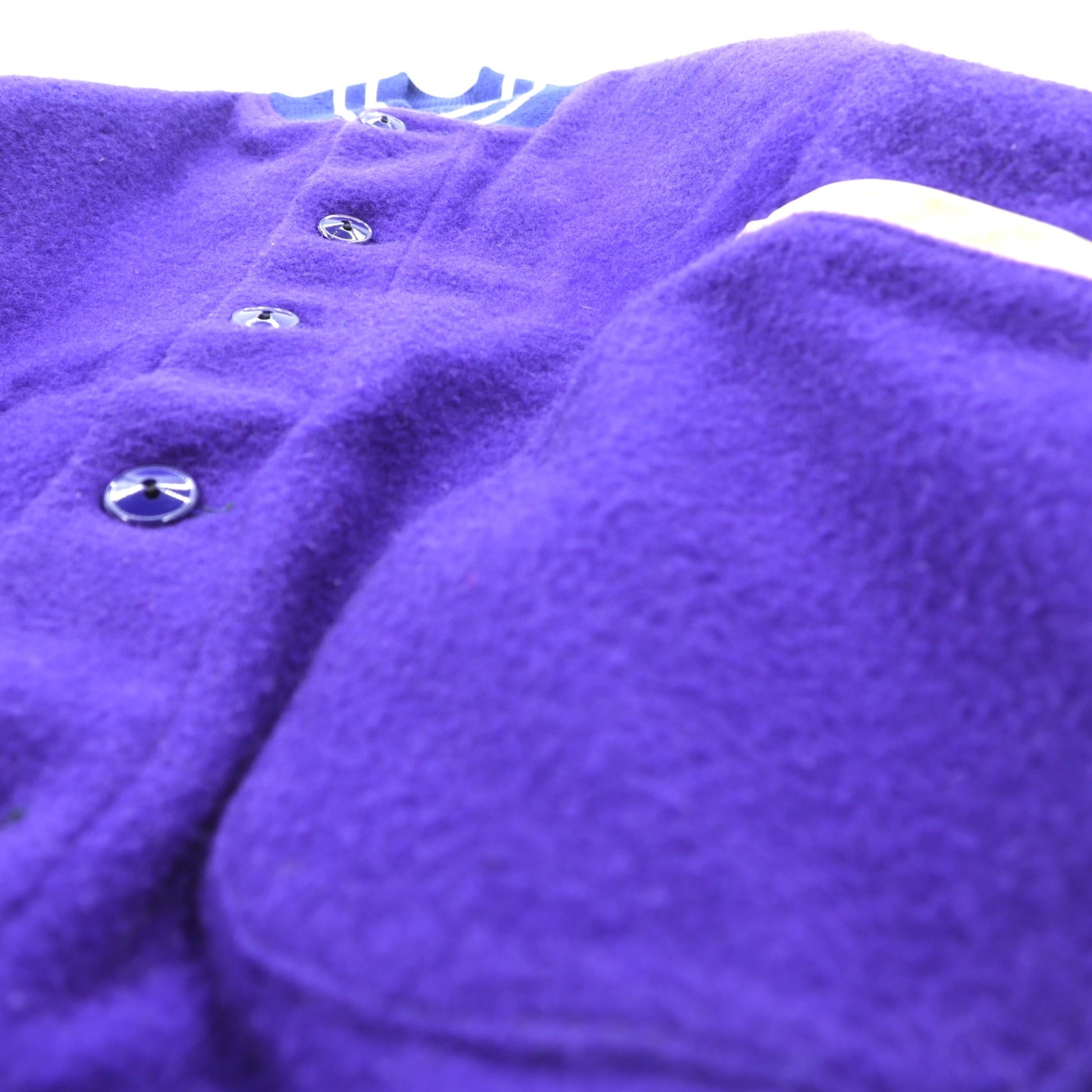 40年代 Vintage LOWE & CAMPBELL 袖レザー切り替え ボタスタ スタジャン L ブルー ウール