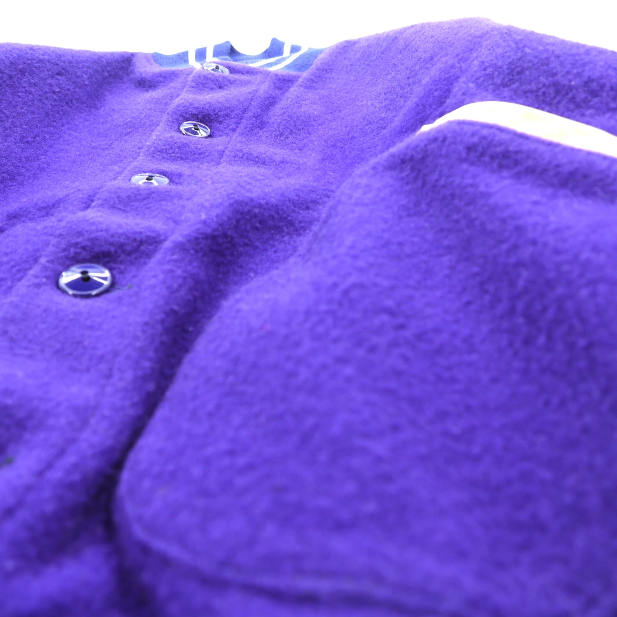 40年代 Vintage LOWE & CAMPBELL 袖レザー切り替え ボタスタ スタジャン L ブルー ウール