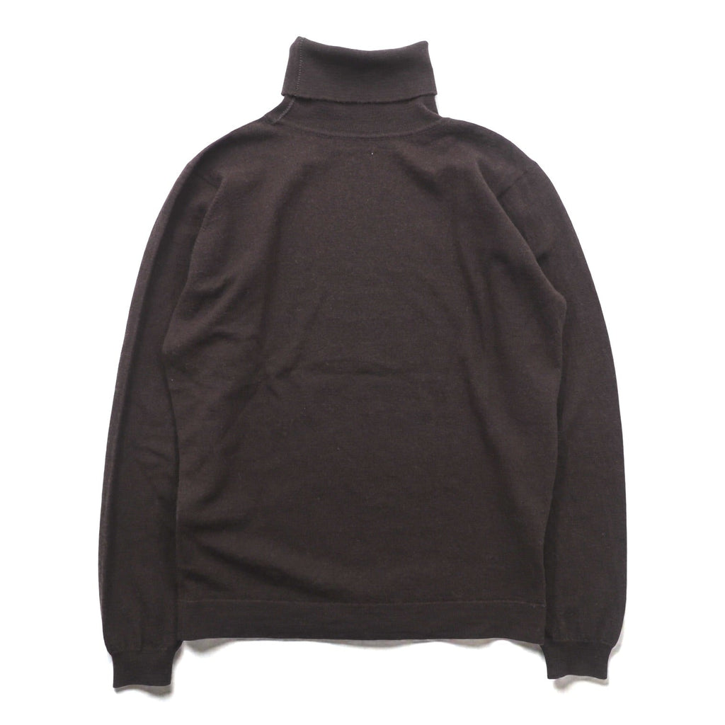 JOHN SMEDLEY 英国製 メリノウール タートルネック ニット セーター M ブラウン 短丈 イギリス製
