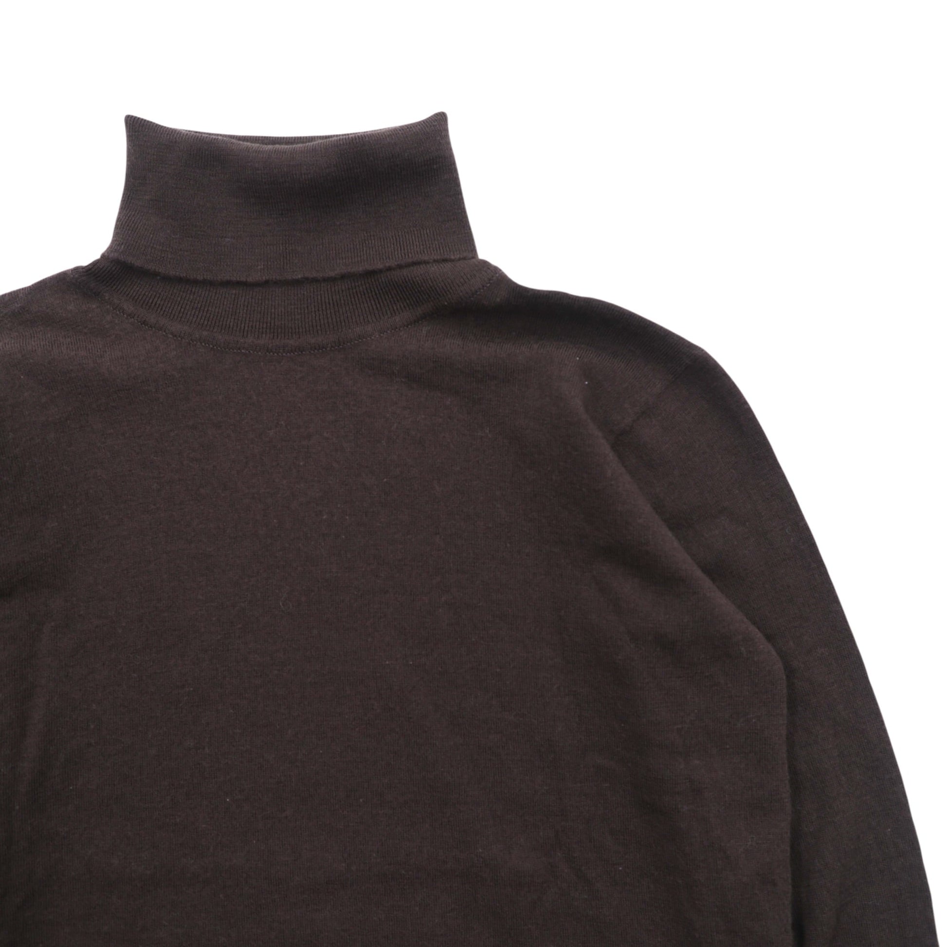 JOHN SMEDLEY 英国製 メリノウール タートルネック ニット セーター M ブラウン 短丈 イギリス製