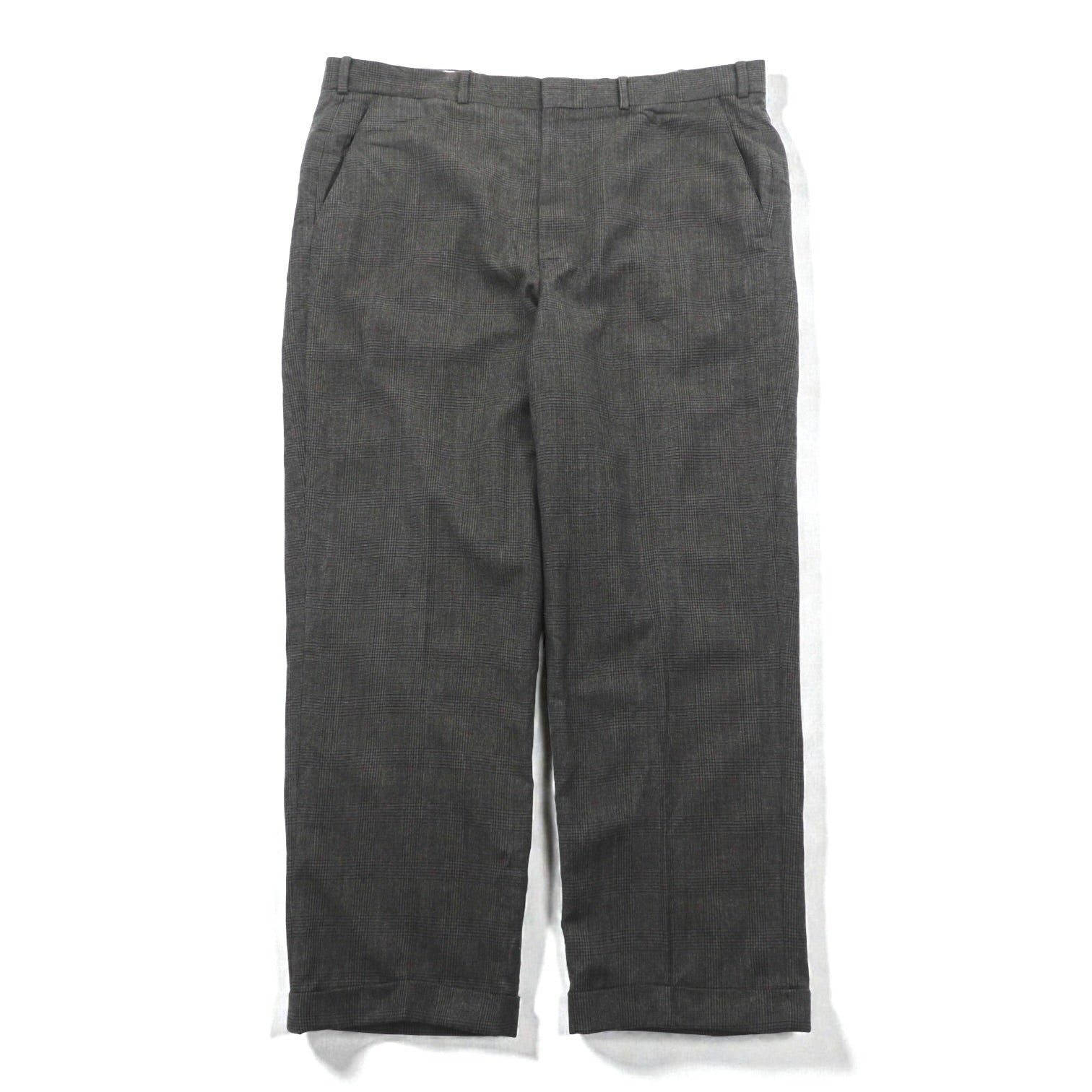 Brooks Brothers カナダ製 グレンチェック ワイド スラックス パンツ XL グレー ウール ダブルカフス