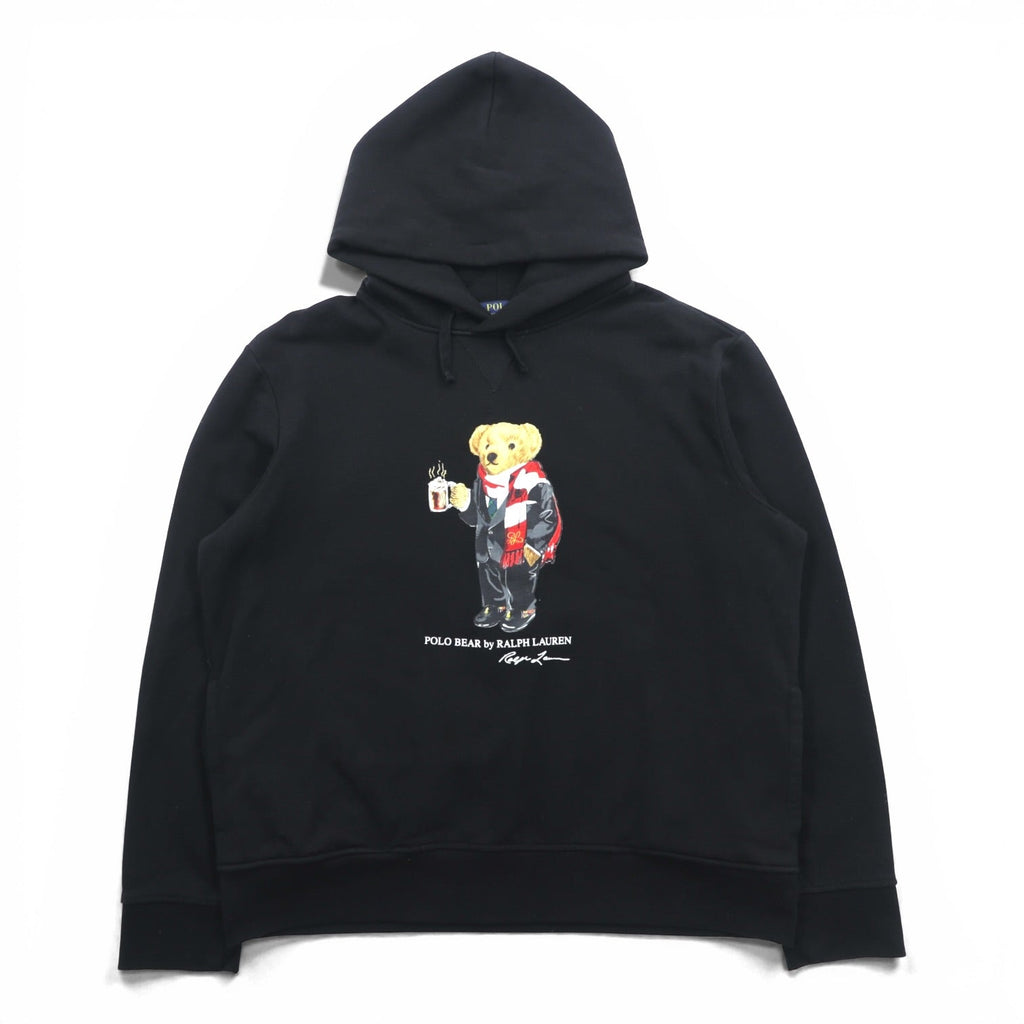 Polo Ralph Lauren ポロベア 前V プルオーバー パーカー L ブラック サイドポケット