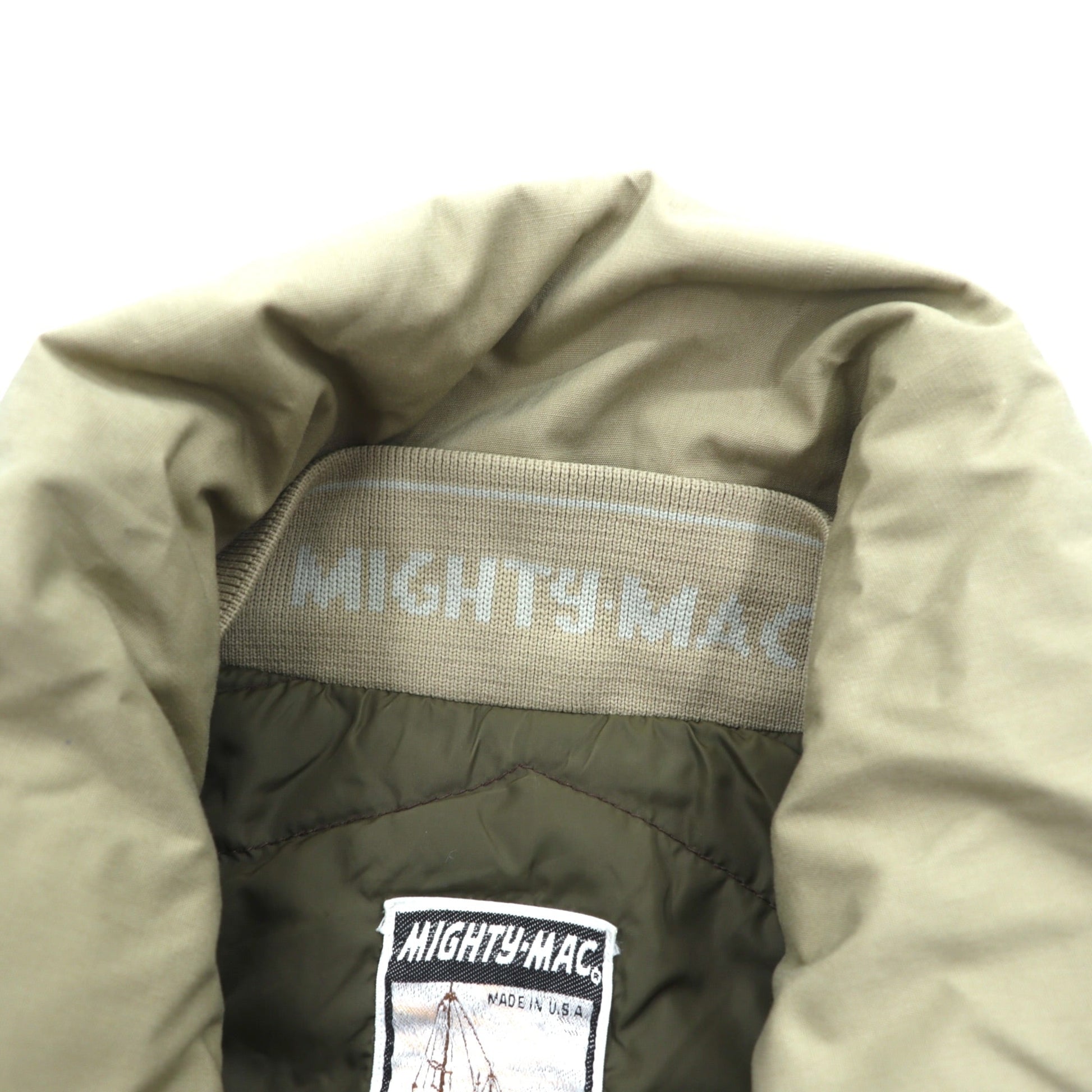 MIGHTY MAC 70年代 USA製 ヴィンテージ T字ジップ グース ダウンジャケット XL ベージュ ウエスト ドローコード
