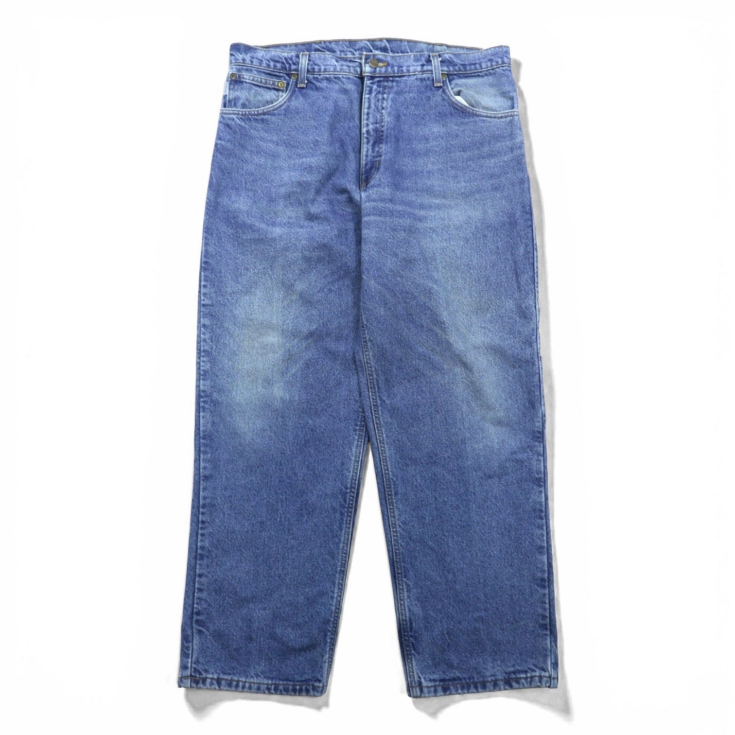 carhartt 90年代 リラックスフィット ネルライナー  デニムパンツ ジーンズ XL インディゴ 裏地チェック ライトウォッシュ