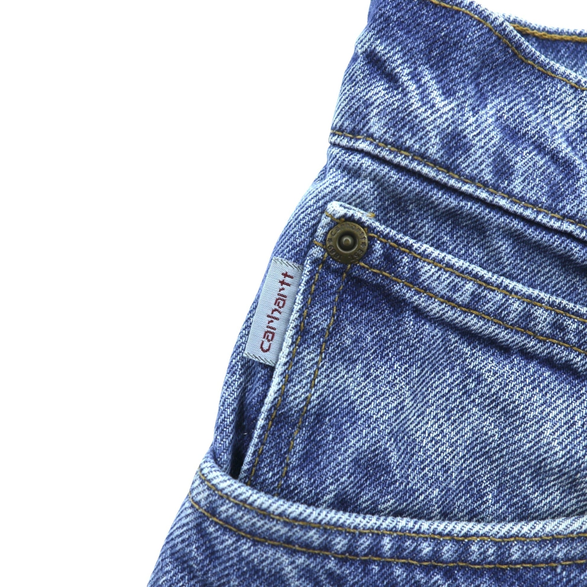 carhartt 90年代 リラックスフィット ネルライナー  デニムパンツ ジーンズ XL インディゴ 裏地チェック ライトウォッシュ