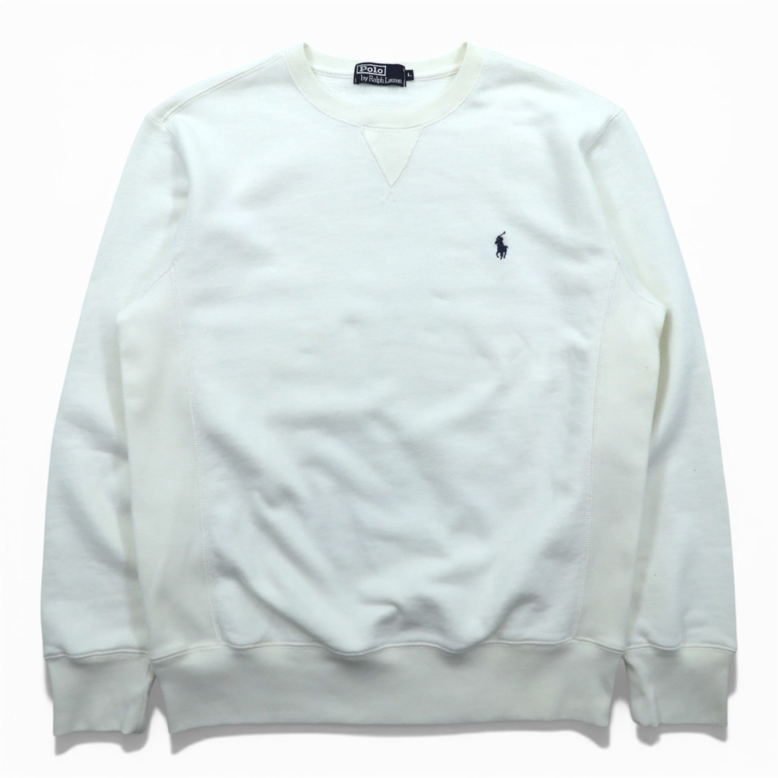Polo Ralph Lauren 90年代 前V リバースウィーブ スウェット トレーナー L ホワイト スモールポニー刺繍
