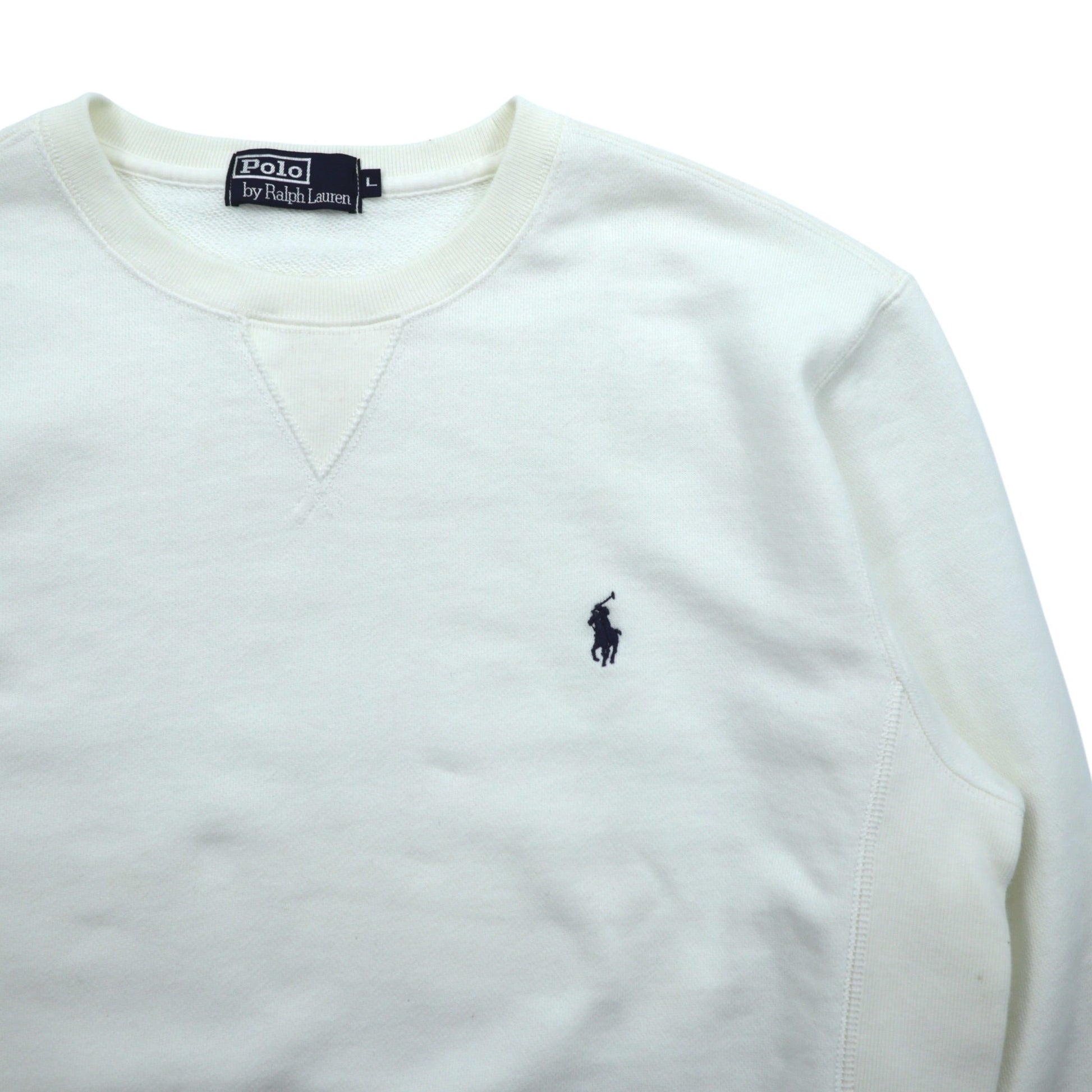 Polo Ralph Lauren 90年代 前V リバースウィーブ スウェット トレーナー L ホワイト スモールポニー刺繍