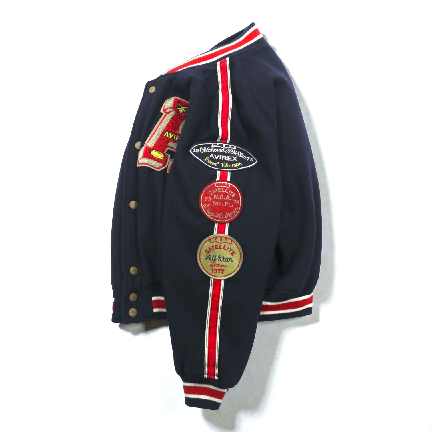 AVIREX 90年代 ヴィンテージ COLLEGIATE WEAR CHAMPS 1951-53 スタジャン L ウール レタード ワッペン