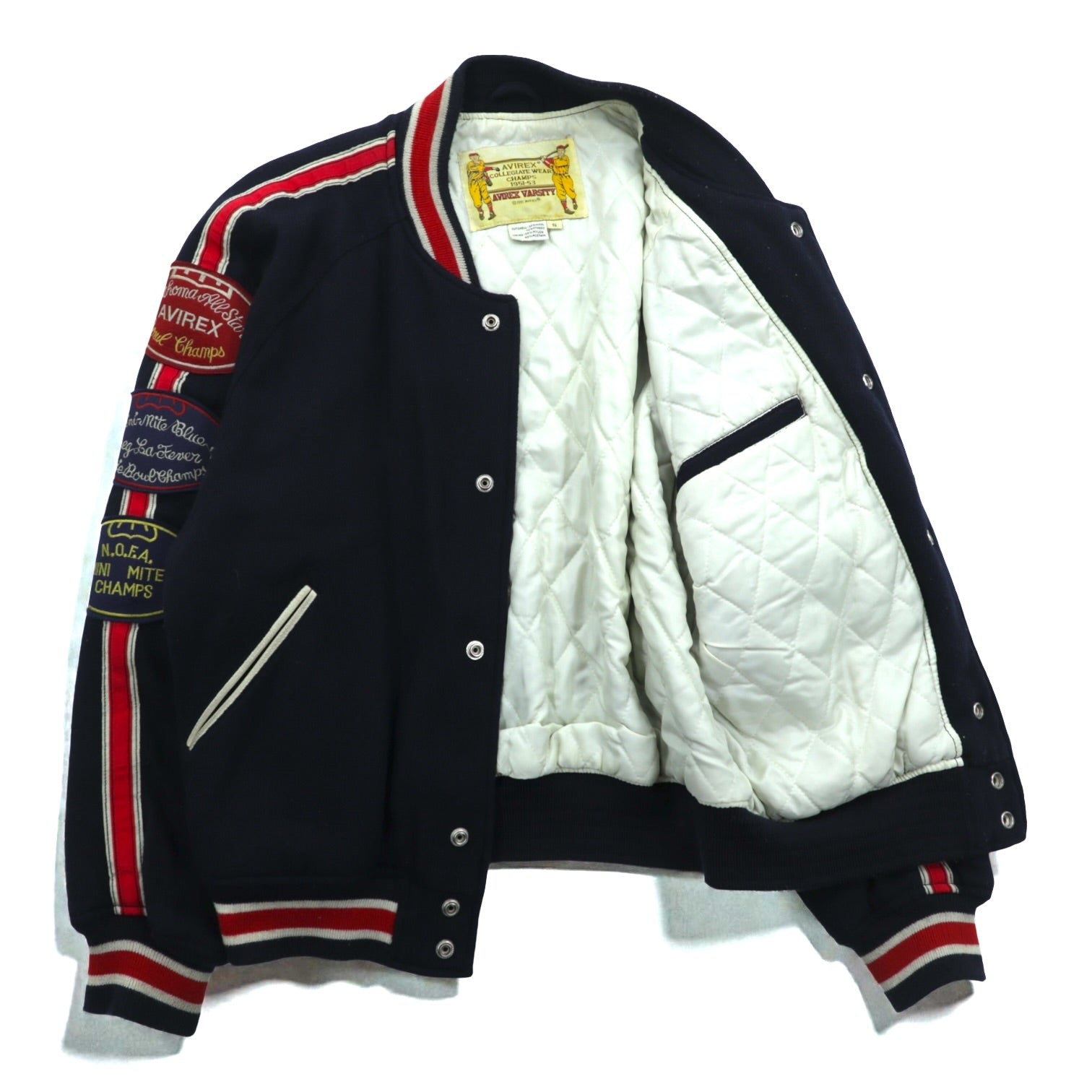 AVIREX 90年代 ヴィンテージ COLLEGIATE WEAR CHAMPS 1951-53 スタジャン L ウール レタード ワッペン