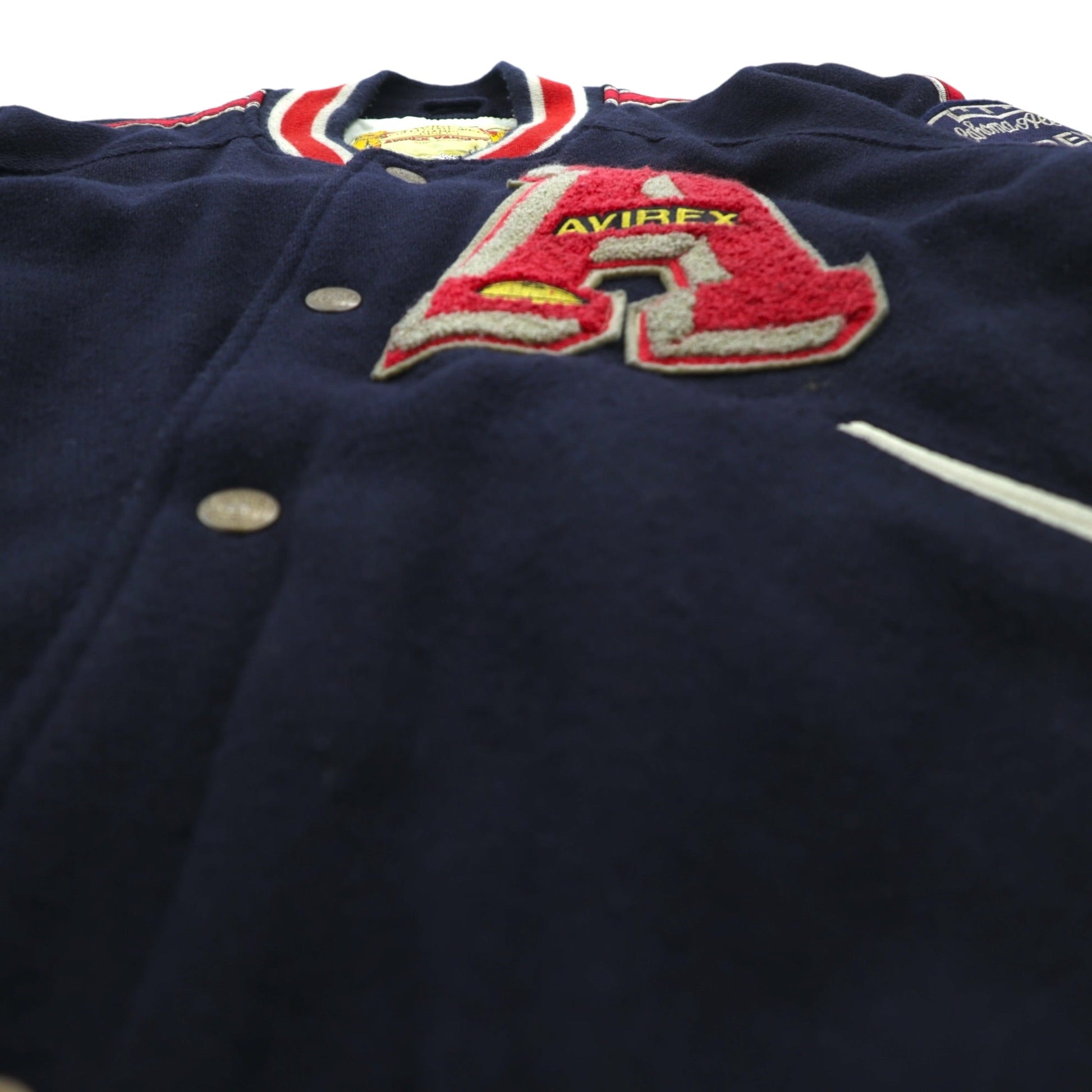 AVIREX 90年代 ヴィンテージ COLLEGIATE WEAR CHAMPS 1951-53 スタジャン L ウール レタード ワッペン