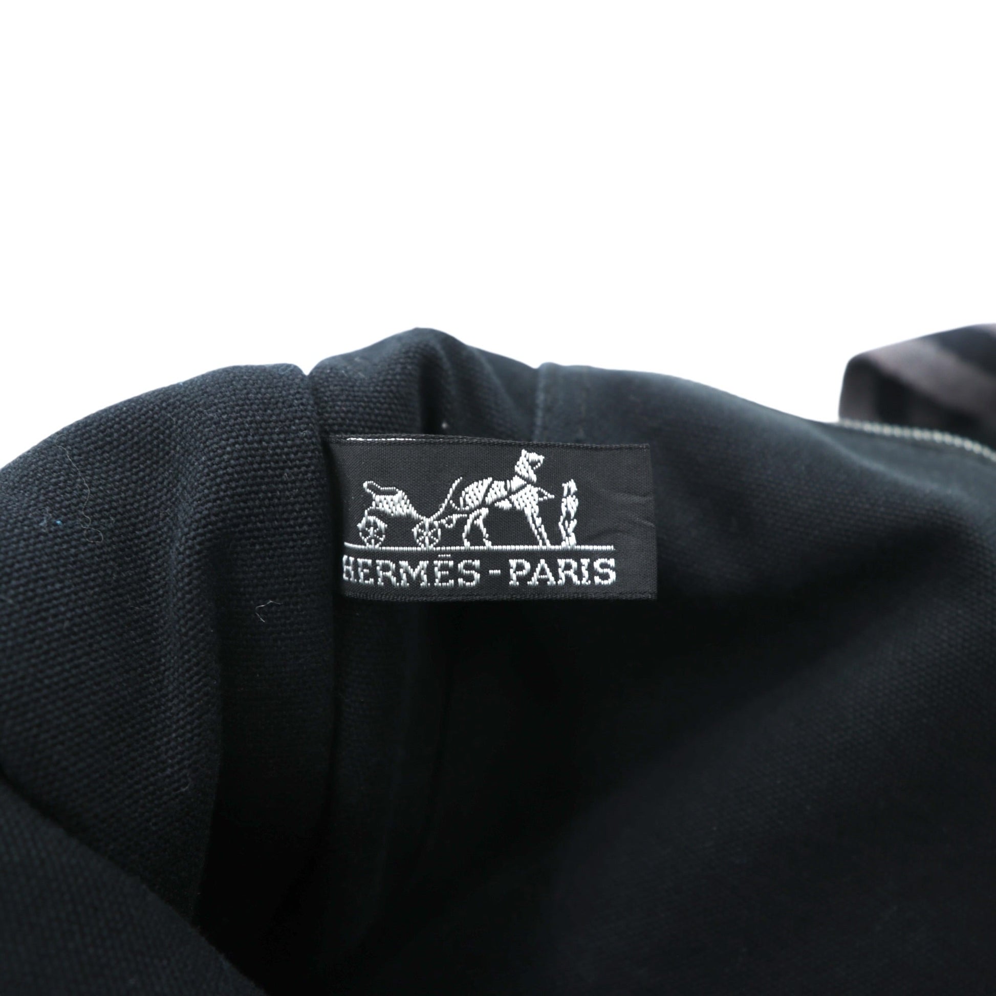 HERMES フランス製 フールトゥ MM トートバッグ ブラック コットン キャンバス