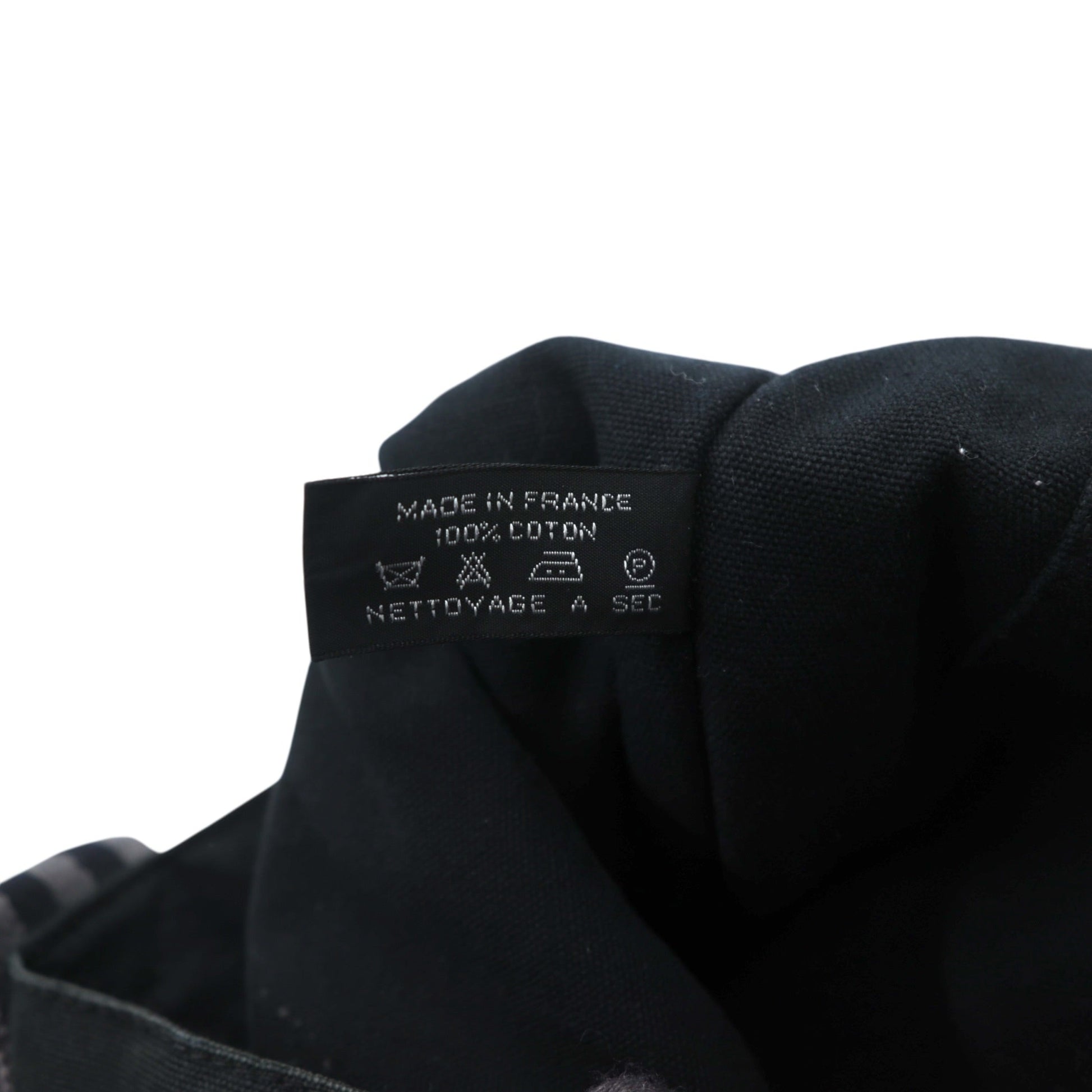 HERMES フランス製 フールトゥ MM トートバッグ ブラック コットン キャンバス