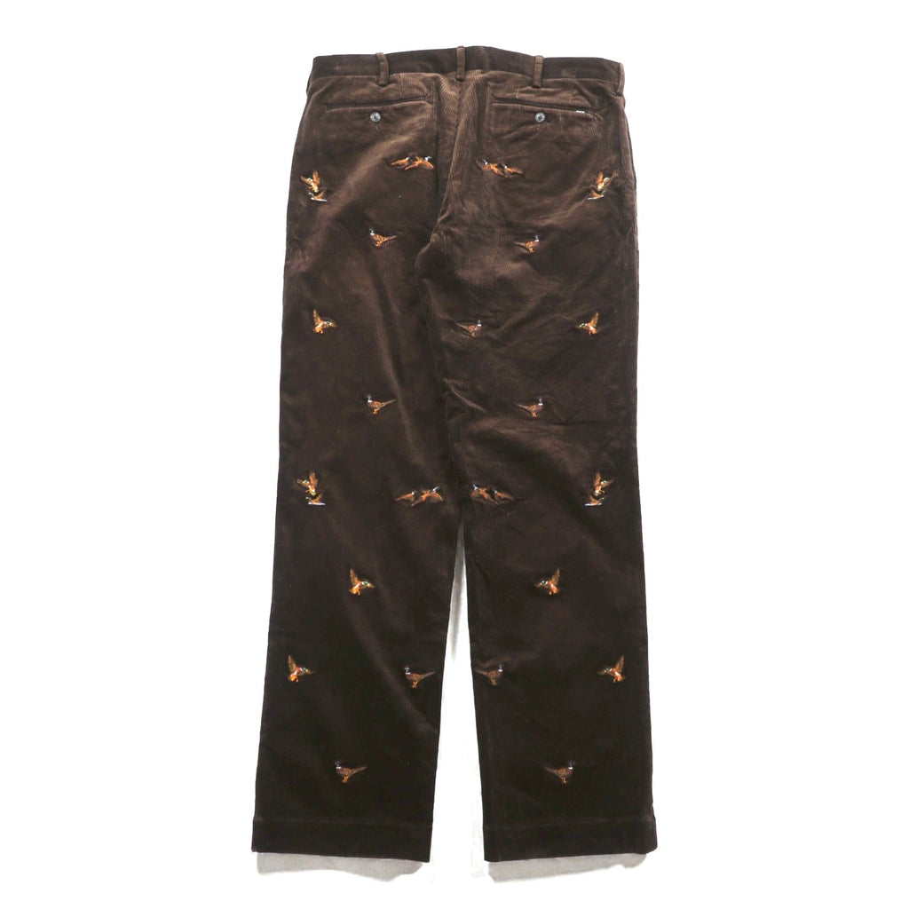Polo Ralph Lauren コーデュロイ チノパンツ CLASSIC FIT スラックス L ブラウン 刺繍 アニマル 総柄 ハンティング