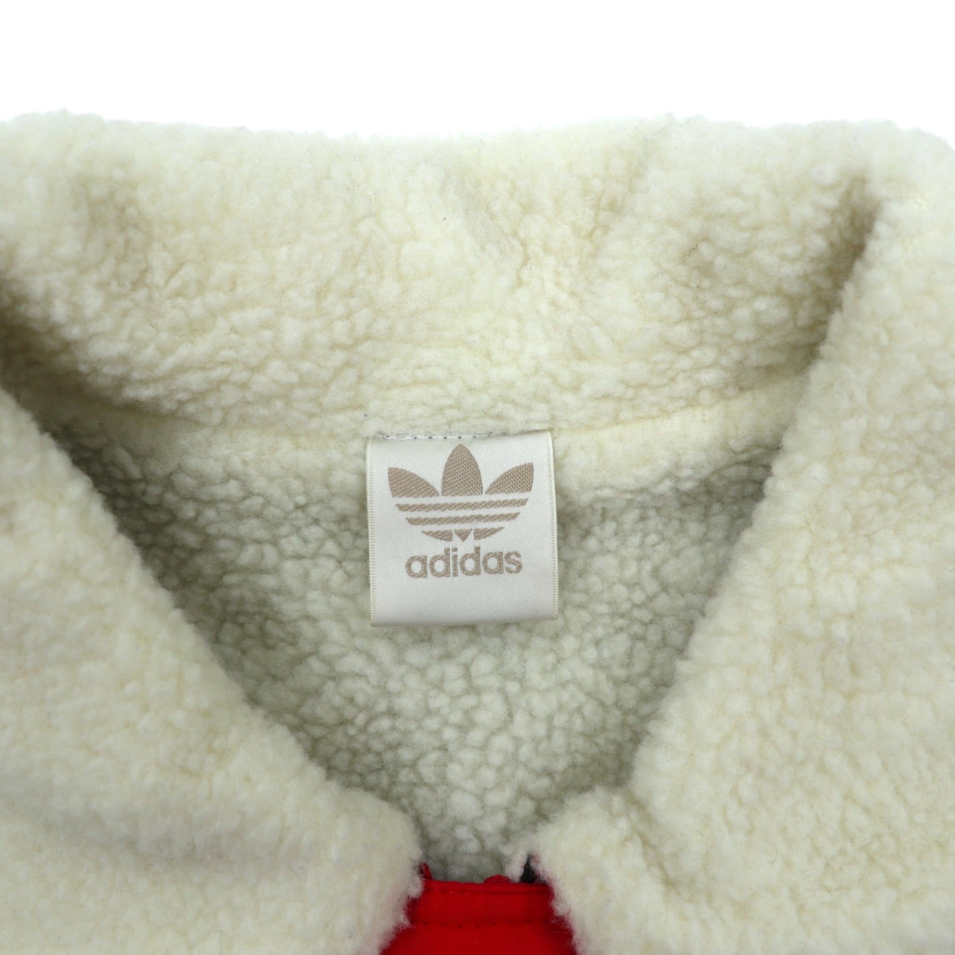 adidas 80年代 日本製 裏ボア ナイロンジャケット コート L レッド ドローコード デサント社製