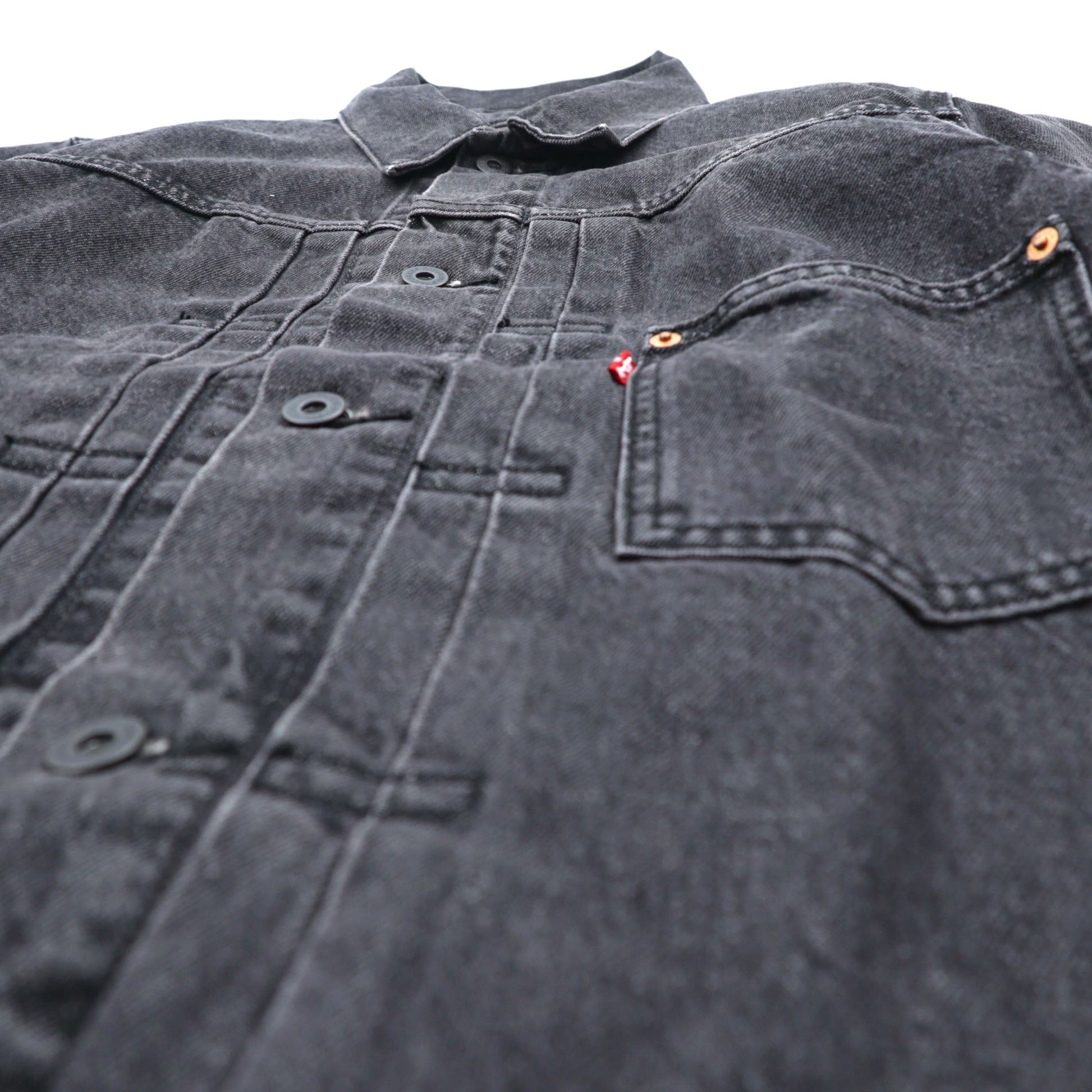 Levi's 大戦モデル 1st タイプ ビッグE デニム トラッカージャケット Gジャン S ブラック TYPE 1 短丈 ビッグサイズ シンチバック ダブルプリーツ PREMIUM A3174-0000